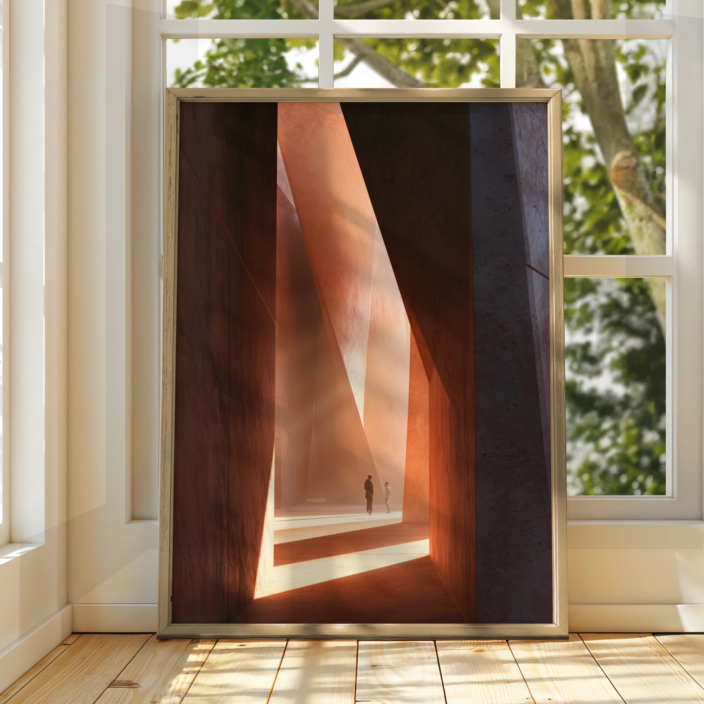 Passageway Art Print, Abstract Modern Design, Minimalist Wall Decor, Warm Earthy Tones