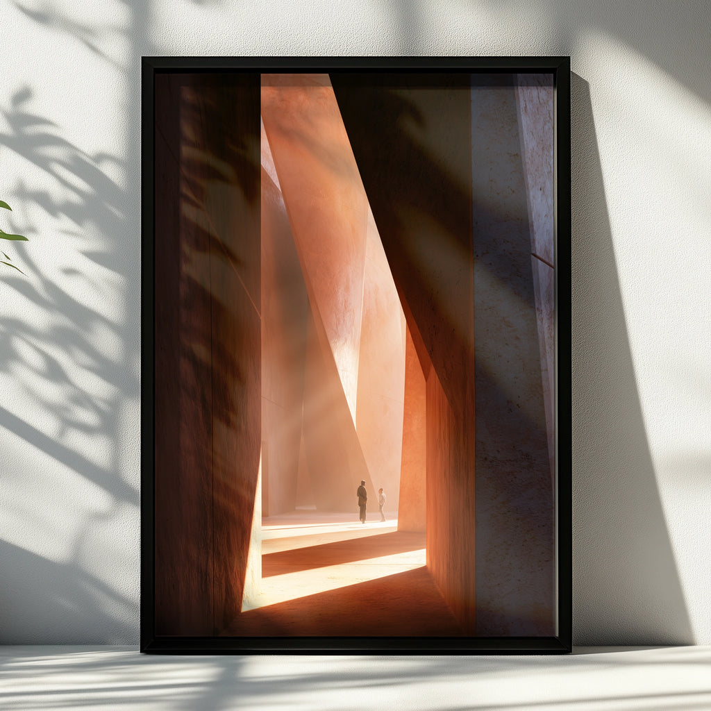 Passageway Art Print, Abstract Modern Design, Minimalist Wall Decor, Warm Earthy Tones
