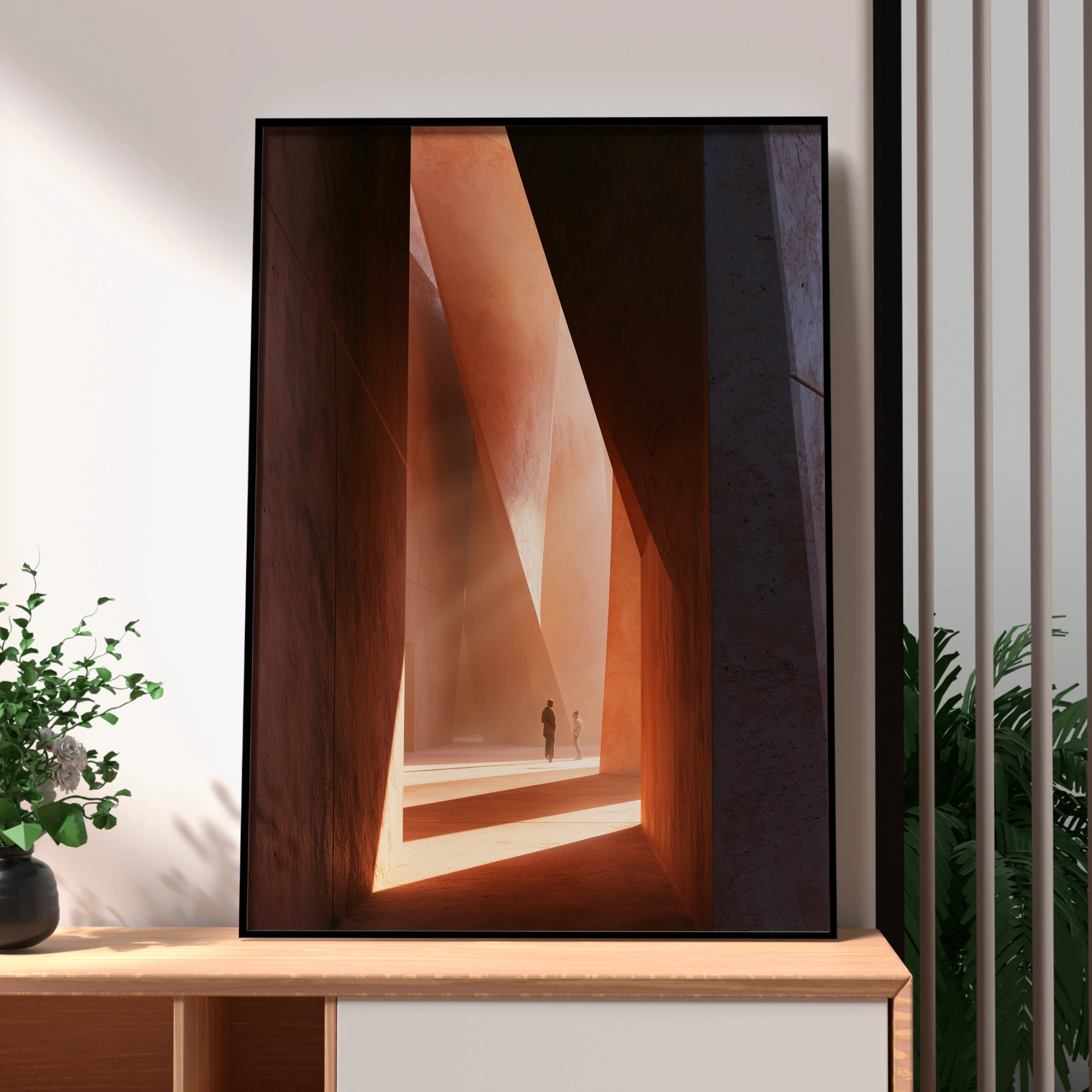 Passageway Art Print, Abstract Modern Design, Minimalist Wall Decor, Warm Earthy Tones