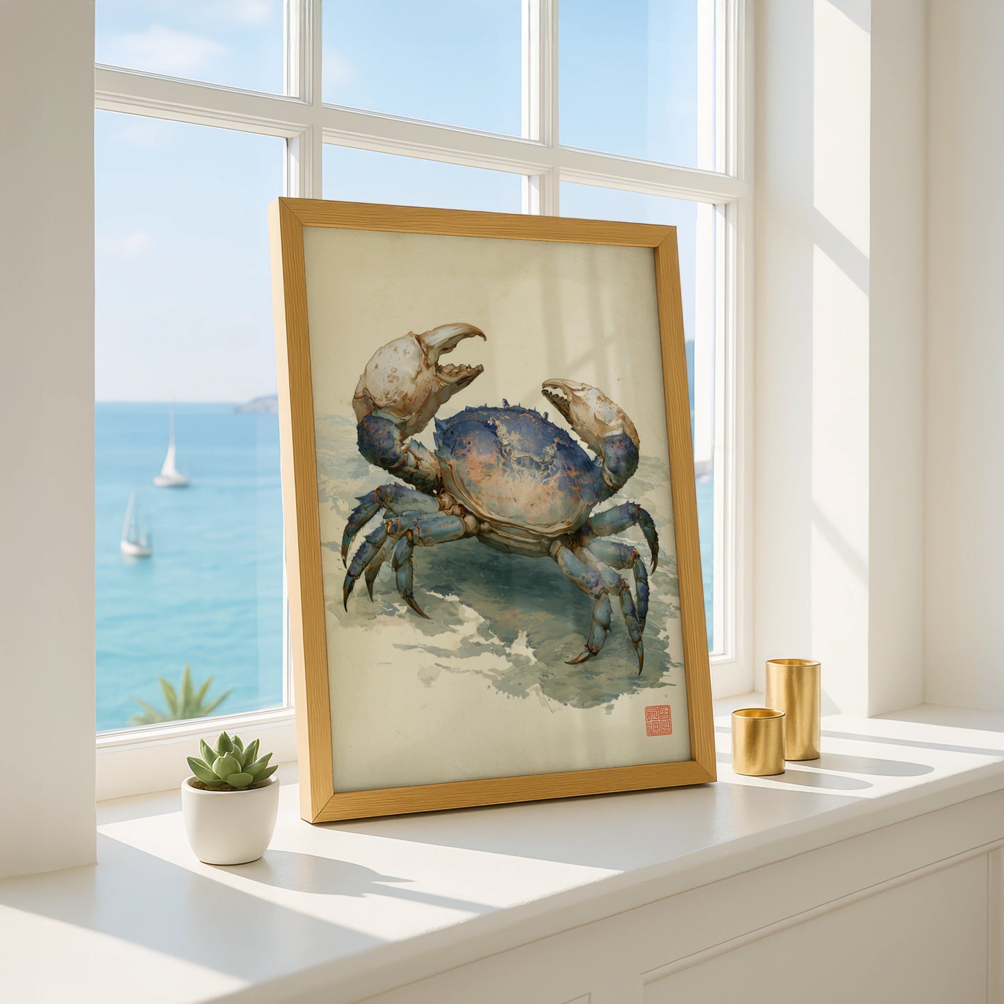 Japanese Crab Wall Art, Printable Poster, Ocean Life Decor, Coastal Art