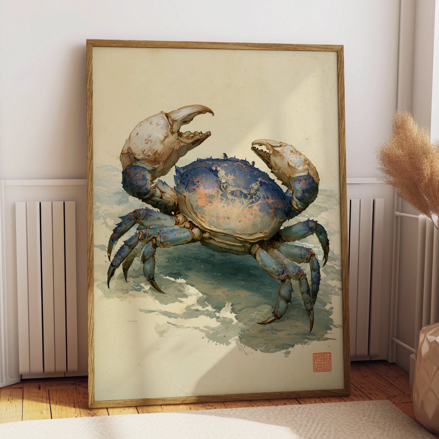 Japanese Crab Wall Art, Printable Poster, Ocean Life Decor, Coastal Art