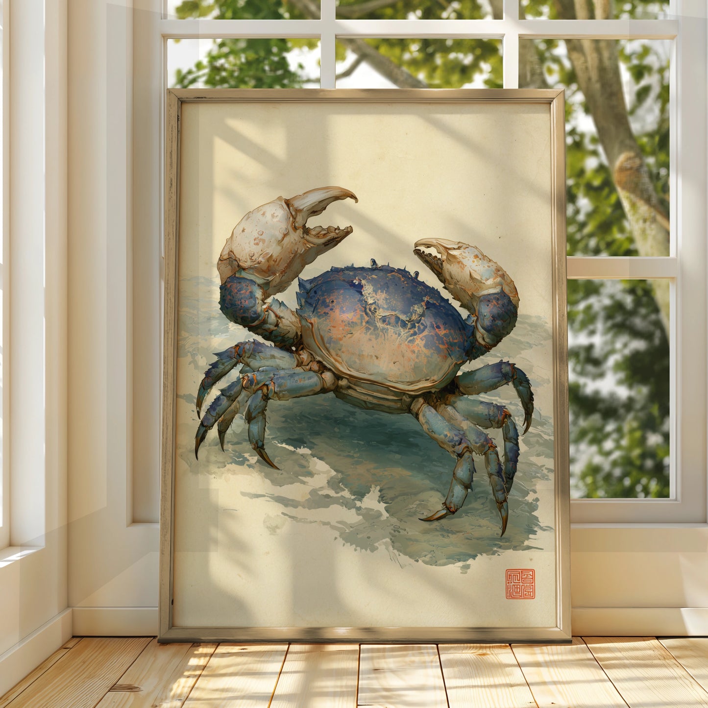 Japanese Crab Wall Art, Printable Poster, Ocean Life Decor, Coastal Art