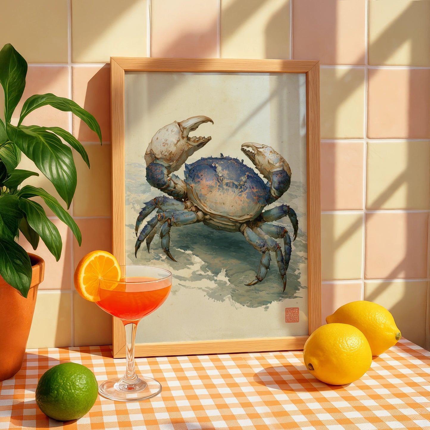 Japanese Crab Wall Art, Printable Poster, Ocean Life Decor, Coastal Art
