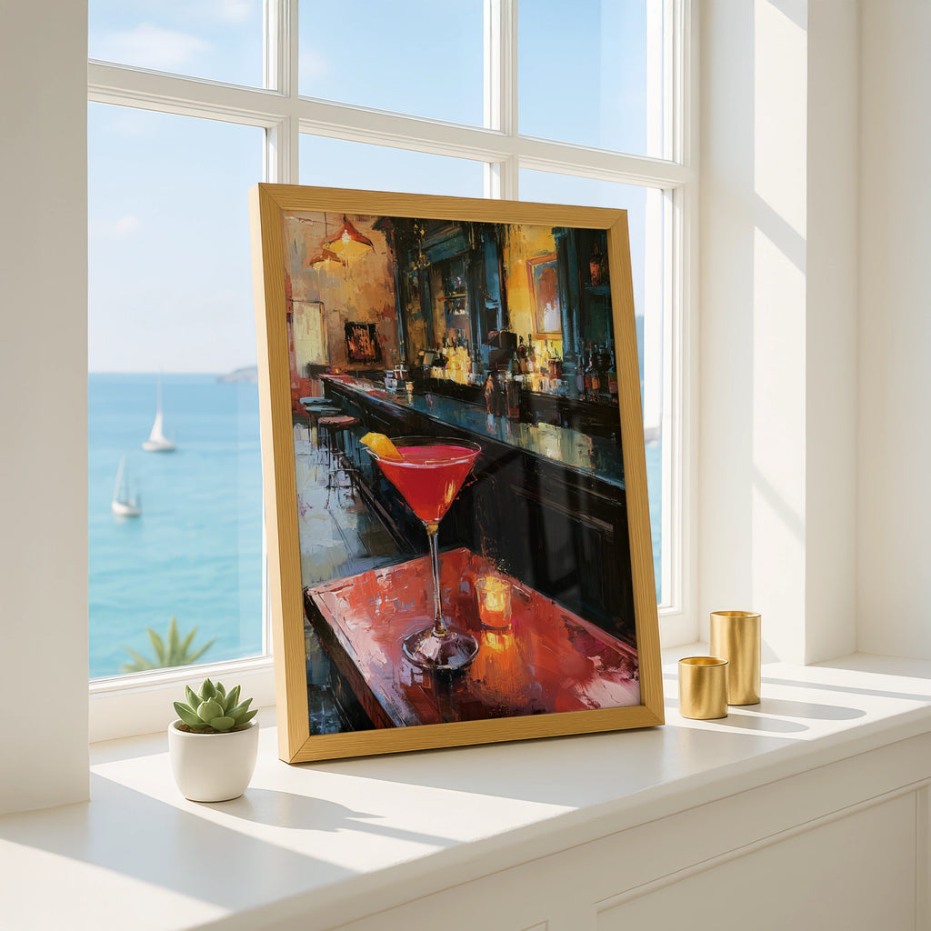 Cocktail Bar Scene, Vibrant Wall Art Print, Colourful Modern Decor, Perfect for Home or Bar