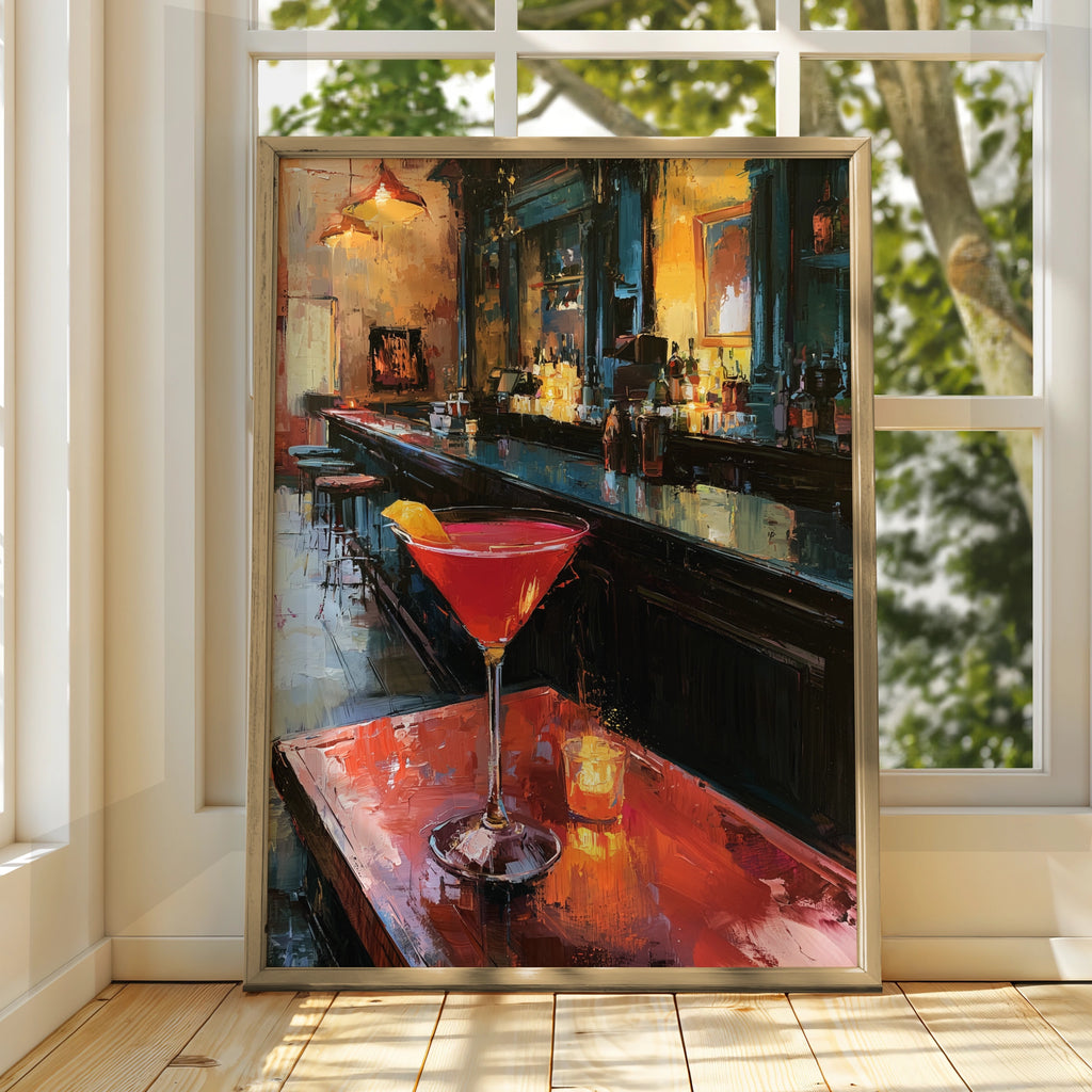 Cocktail Bar Scene, Vibrant Wall Art Print, Colourful Modern Decor, Perfect for Home or Bar