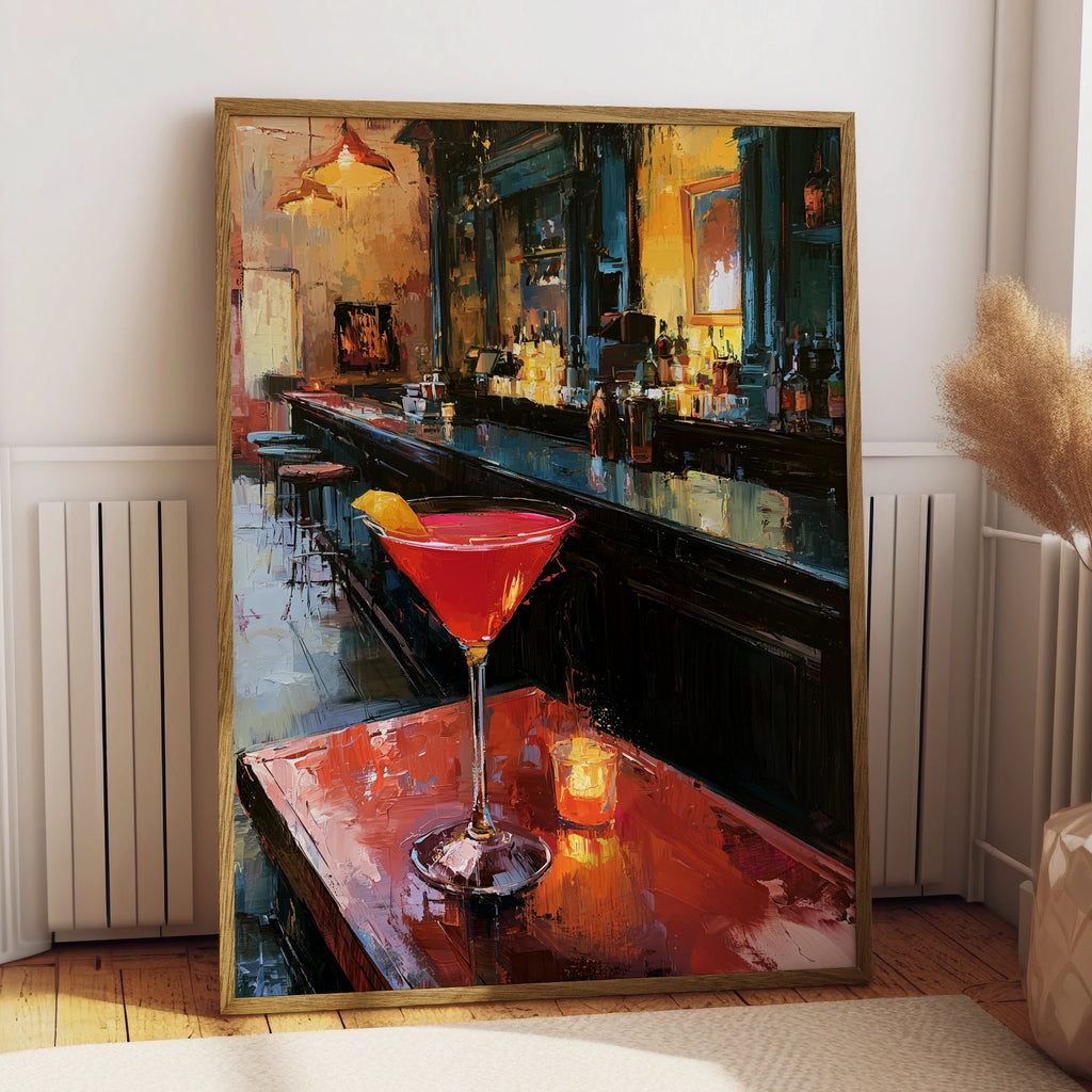 Cocktail Bar Scene, Vibrant Wall Art Print, Colourful Modern Decor, Perfect for Home or Bar