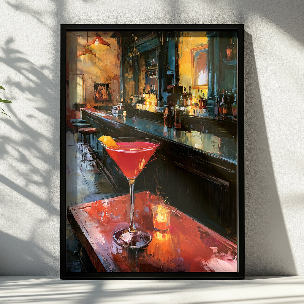 Cocktail Bar Scene, Vibrant Wall Art Print, Colourful Modern Decor, Perfect for Home or Bar