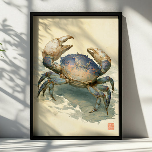 Japanese Crab Wall Art, Printable Poster, Ocean Life Decor, Coastal Art