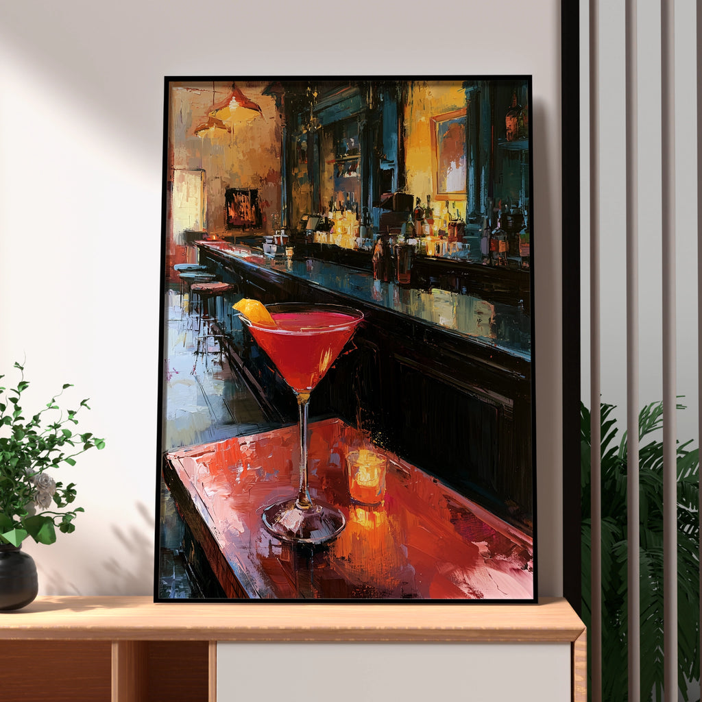 Cocktail Bar Scene, Vibrant Wall Art Print, Colourful Modern Decor, Perfect for Home or Bar