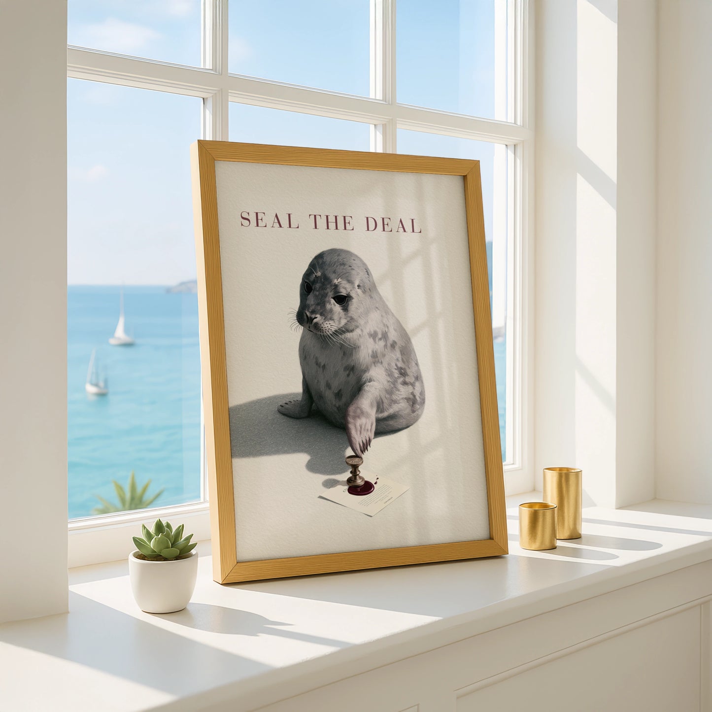Seal the Deal Art Print, Cute Seal Illustration, Whimsical Wall Art, Animal Lover Gift