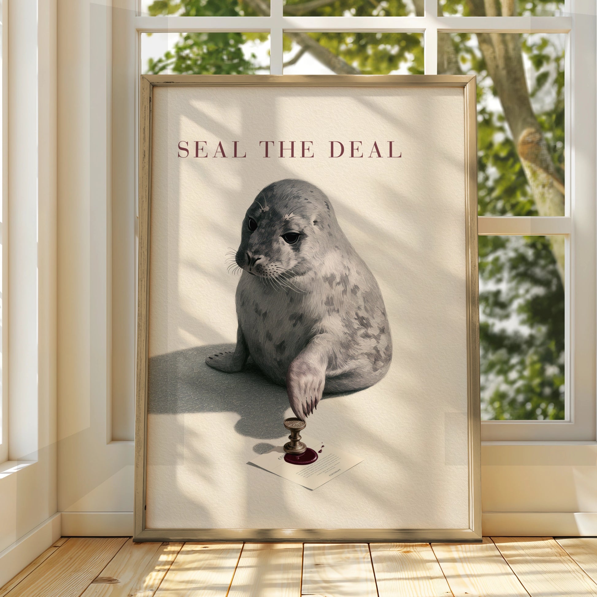 Seal the Deal Art Print, Cute Seal Illustration, Whimsical Wall Art, Animal Lover Gift