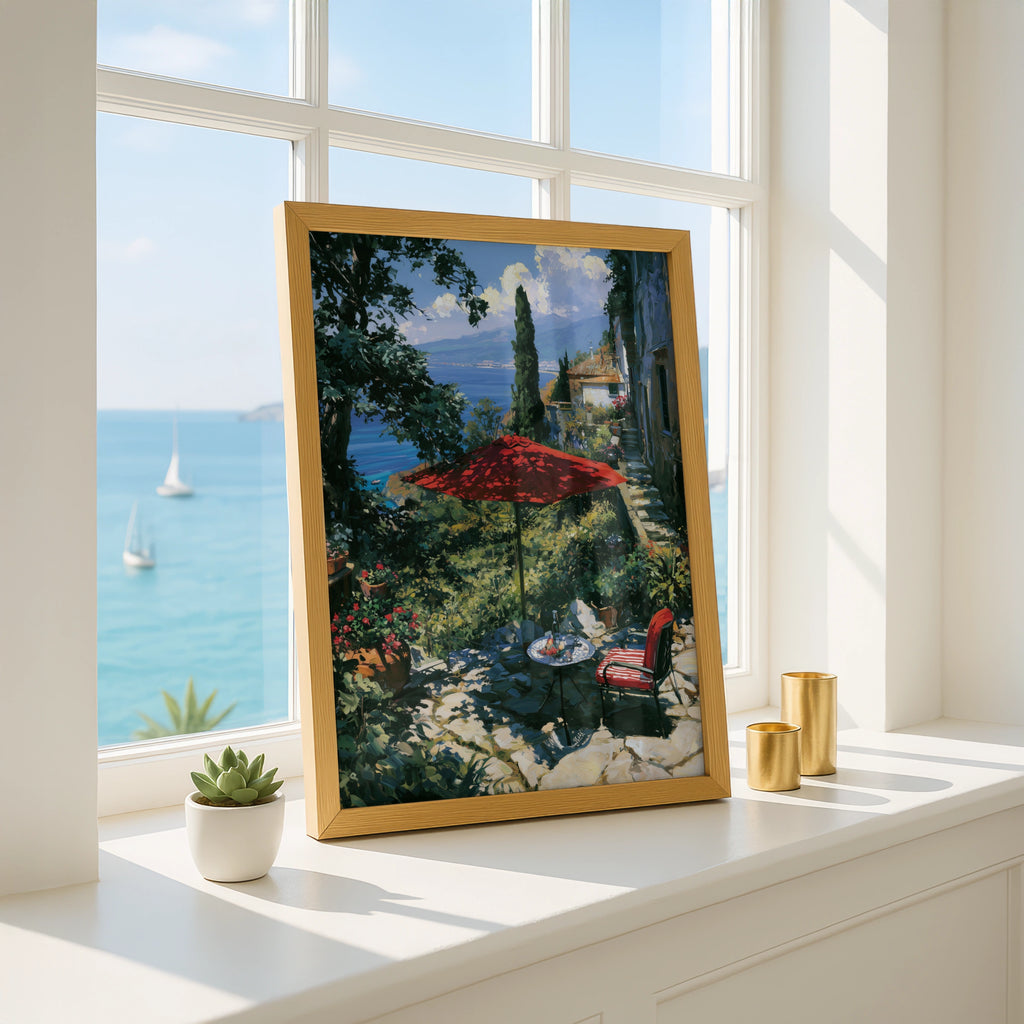 Italy Landscape Art Print, Scenic Coastal View, Serene Outdoor Setting, Fine Art Poster