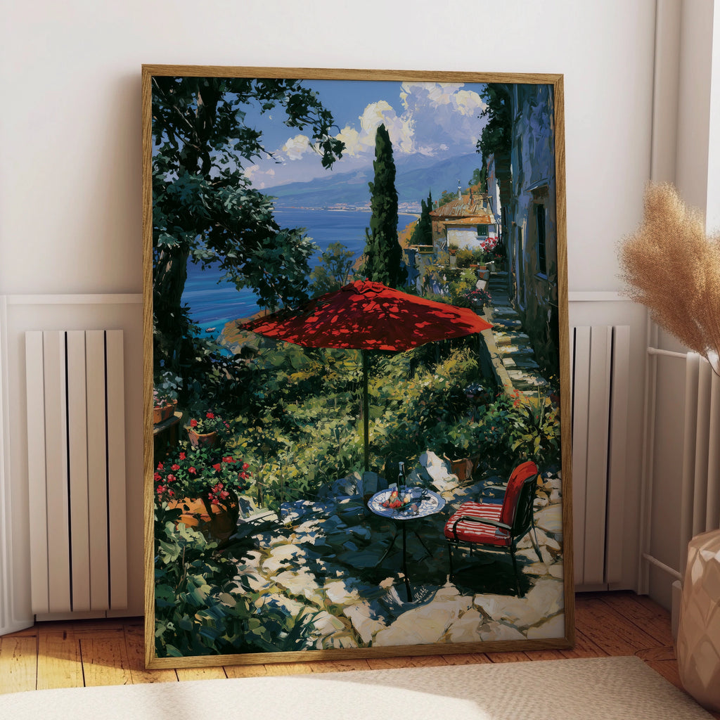 Italy Landscape Art Print, Scenic Coastal View, Serene Outdoor Setting, Fine Art Poster