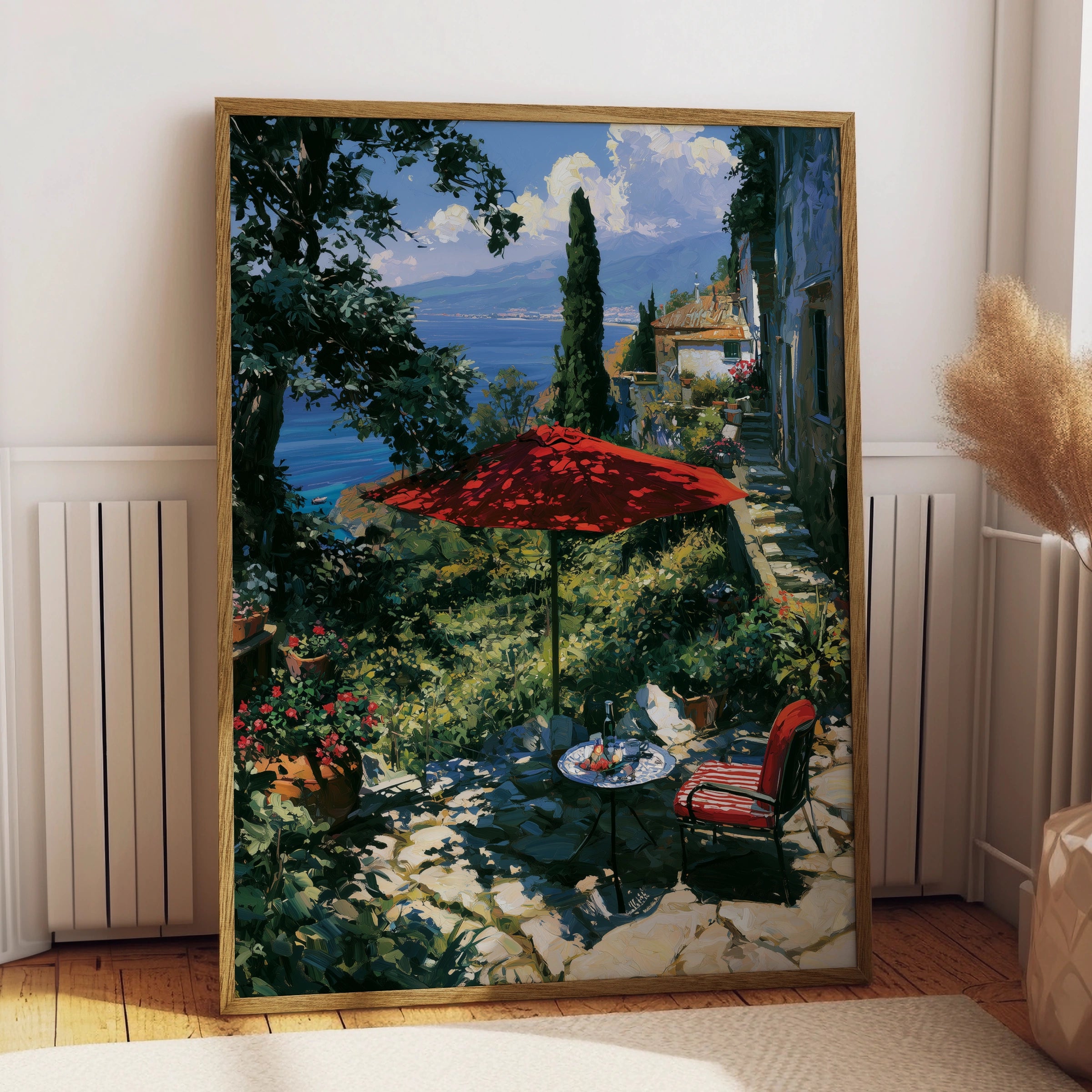 Italy Landscape Art Print, Scenic Coastal View, Serene Outdoor Setting, Fine Art Poster
