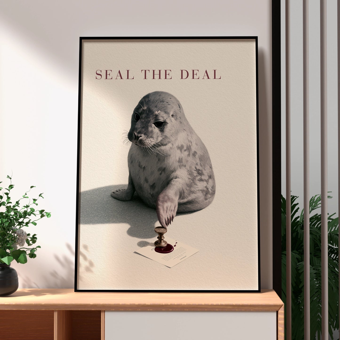 Seal the Deal Art Print, Cute Seal Illustration, Whimsical Wall Art, Animal Lover Gift