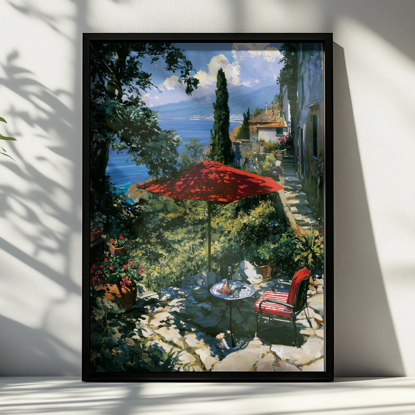 Italy Landscape Art Print, Scenic Coastal View, Serene Outdoor Setting, Fine Art Poster