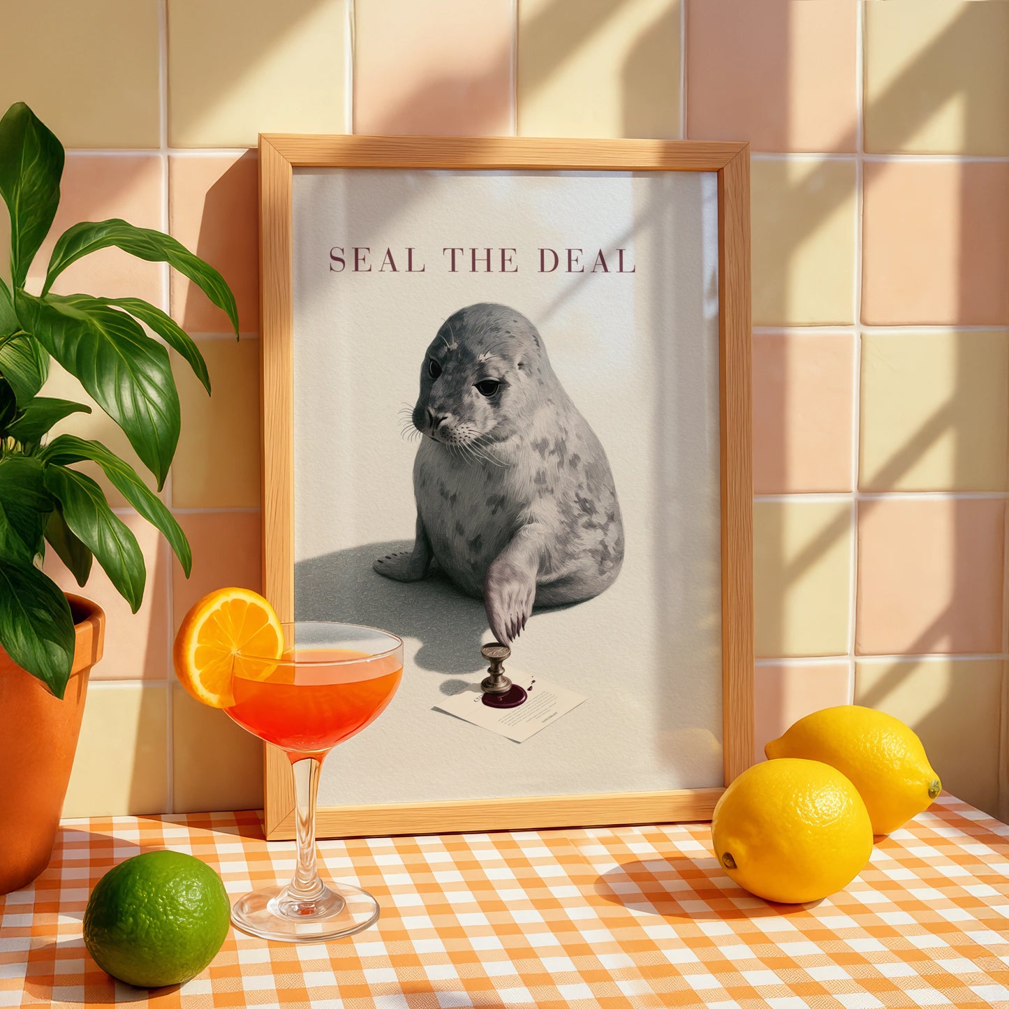Seal the Deal Art Print, Cute Seal Illustration, Whimsical Wall Art, Animal Lover Gift