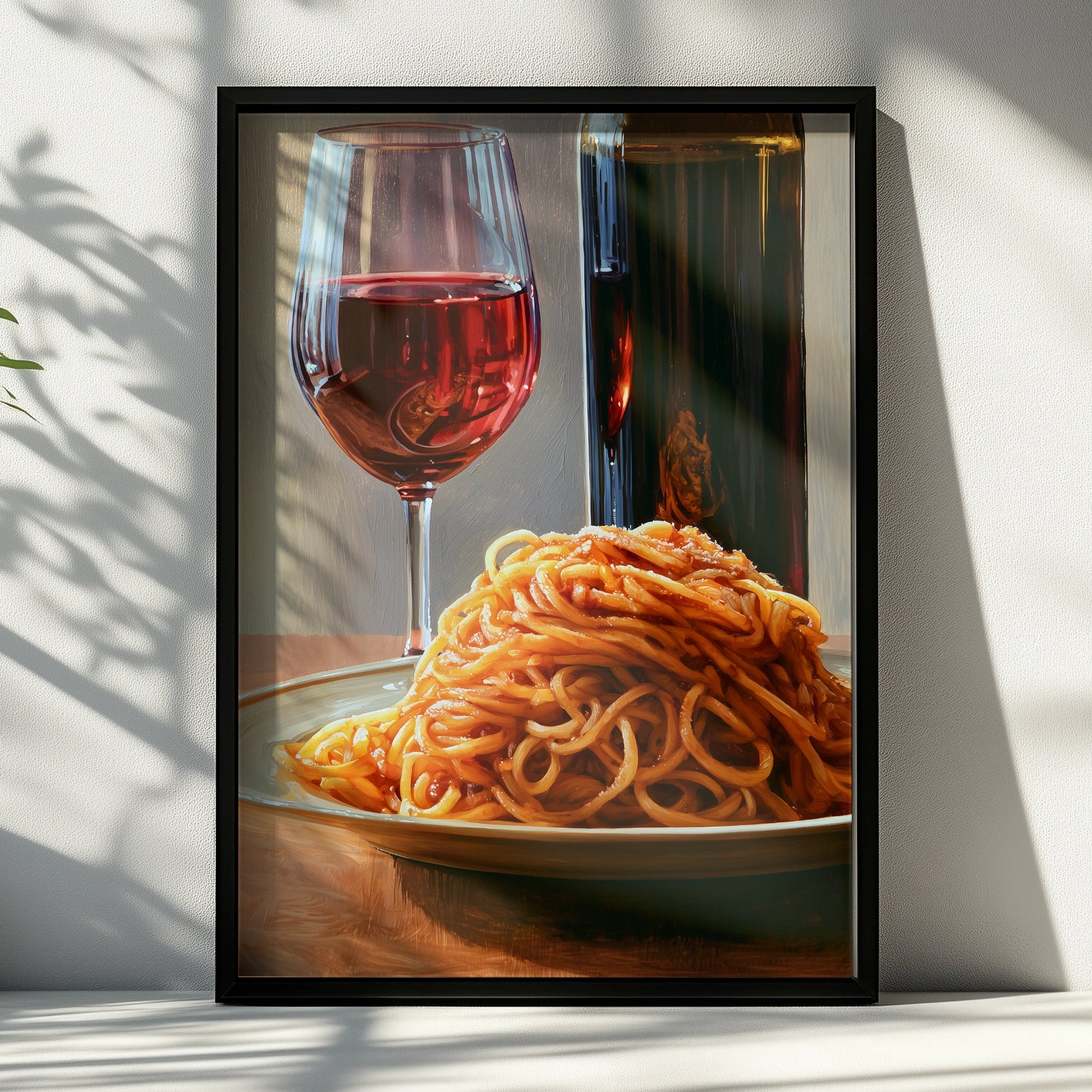 Pasta and Wine Still Life Art Print, Italian Kitchen Decor, Culinary Wall Art