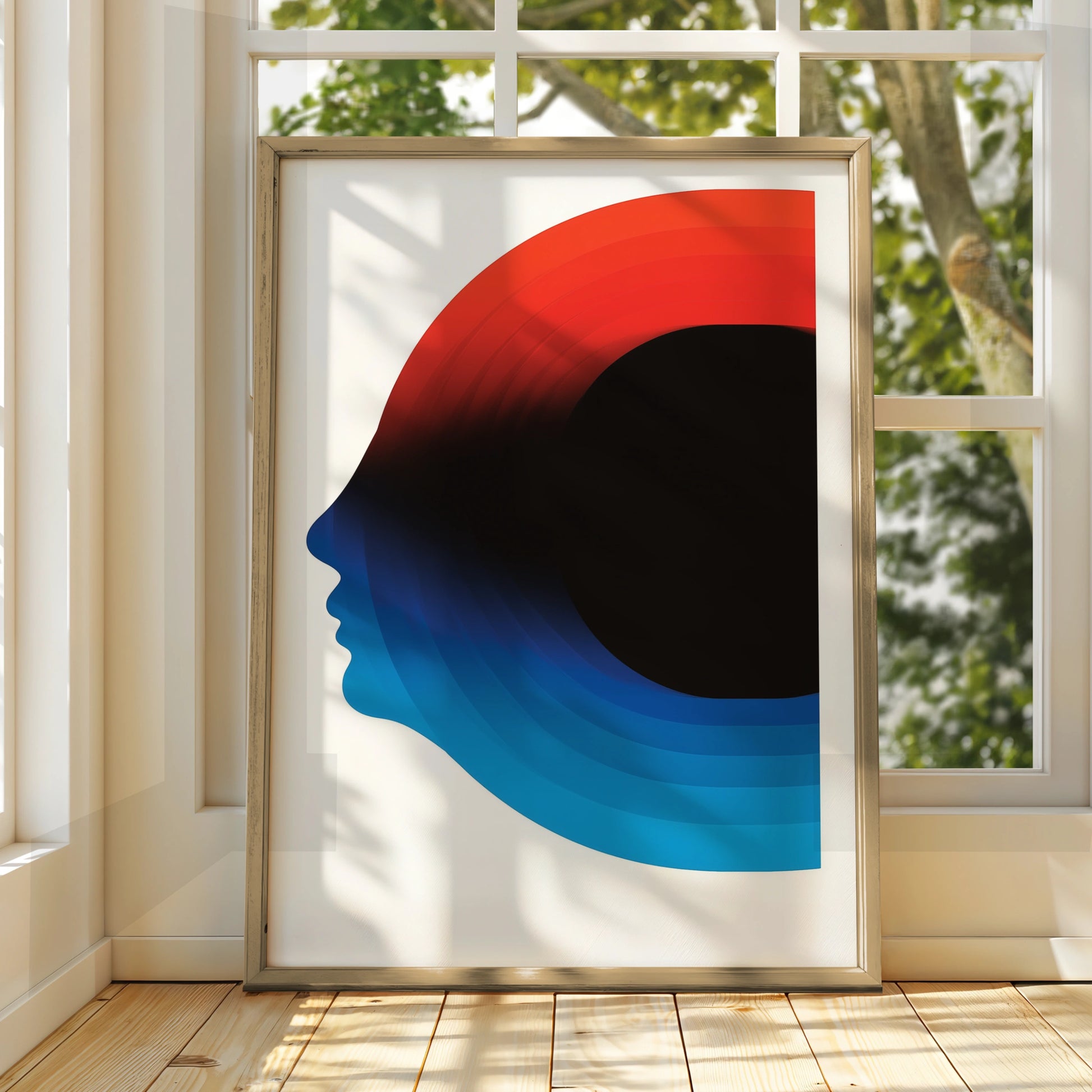 Abstract Face Art Print, Minimalist Wall Decor, Modern Colourful Design, Home Office Artwork