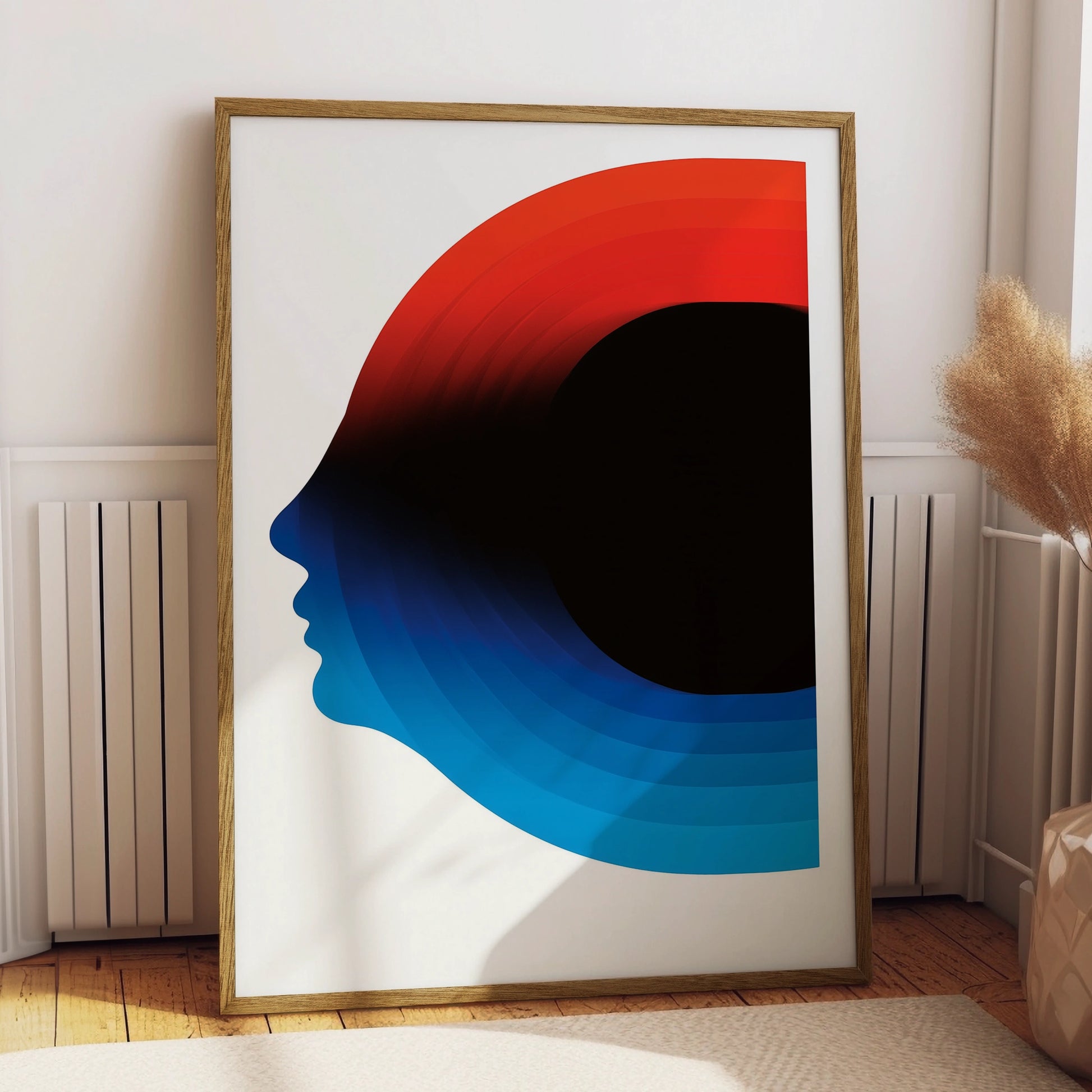 Abstract Face Art Print, Minimalist Wall Decor, Modern Colourful Design, Home Office Artwork