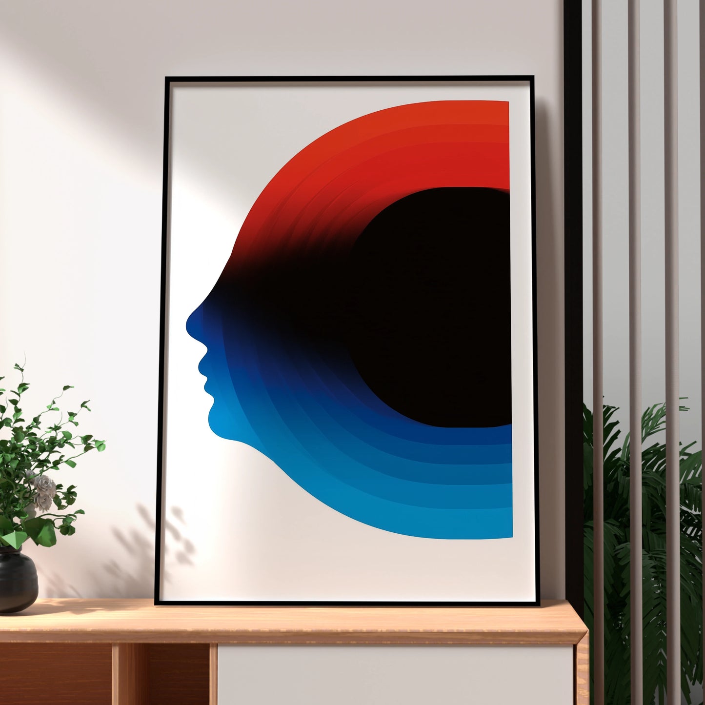 Abstract Face Art Print, Minimalist Wall Decor, Modern Colourful Design, Home Office Artwork