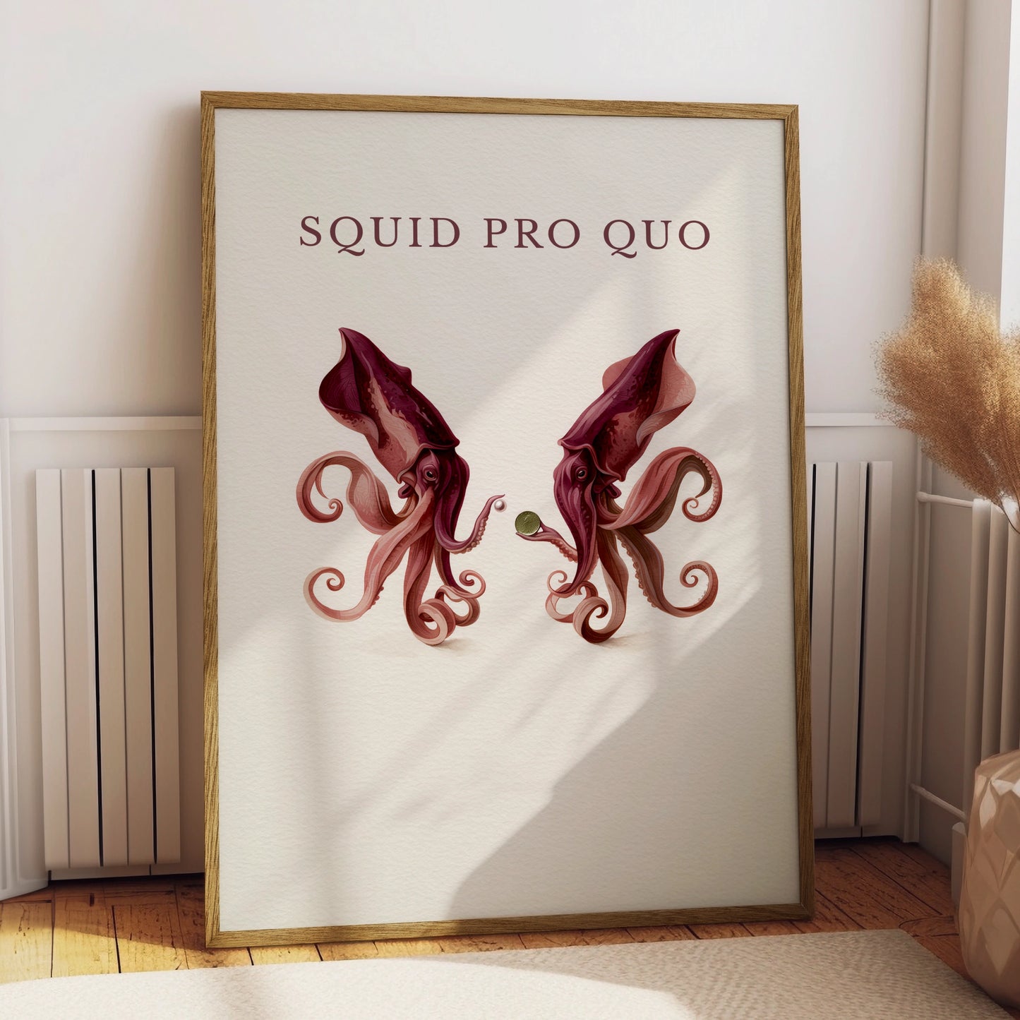 Squid Pro Quo Wall Art, Playful Squid Print, Ocean-Inspired Decor, Nautical Art, Quirky Home Style