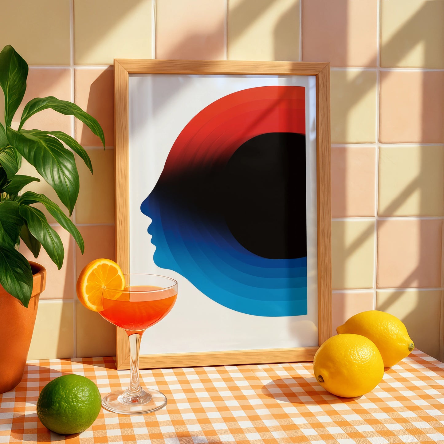 Abstract Face Art Print, Minimalist Wall Decor, Modern Colourful Design, Home Office Artwork