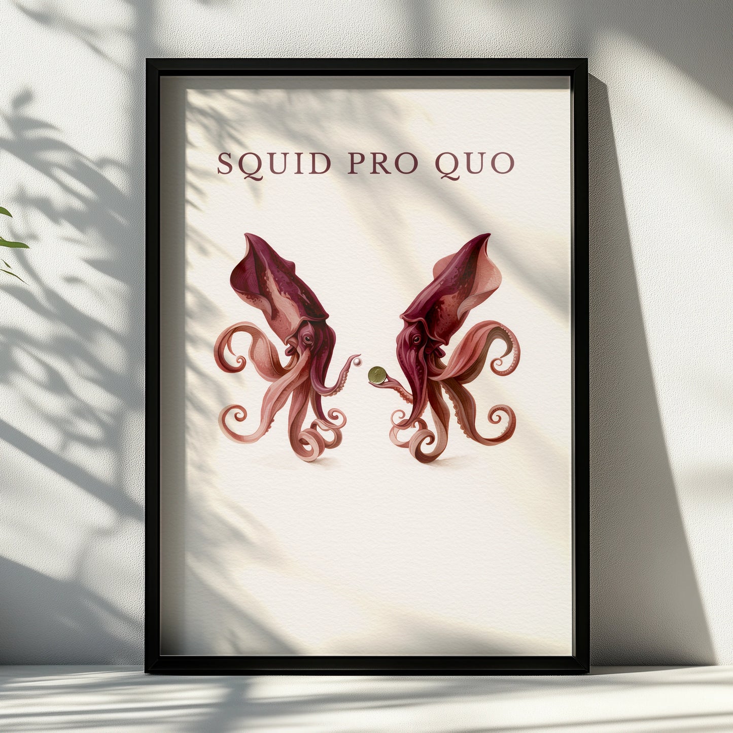 Squid Pro Quo Wall Art, Playful Squid Print, Ocean-Inspired Decor, Nautical Art, Quirky Home Style