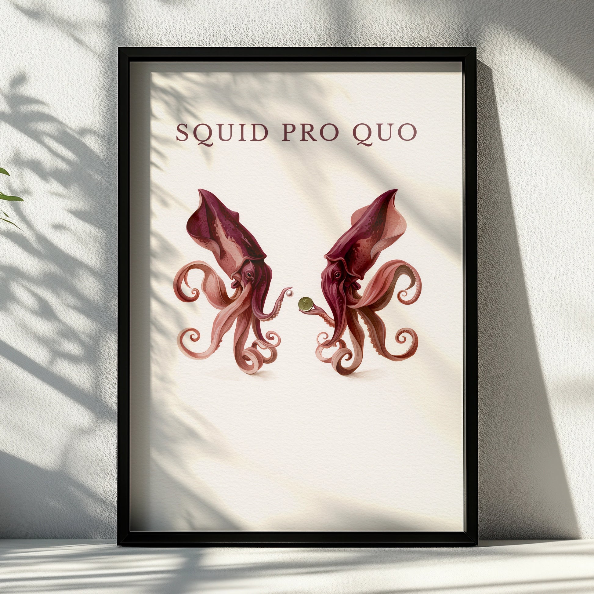 Squid Pro Quo Wall Art, Playful Squid Print, Ocean-Inspired Decor, Nautical Art, Quirky Home Style