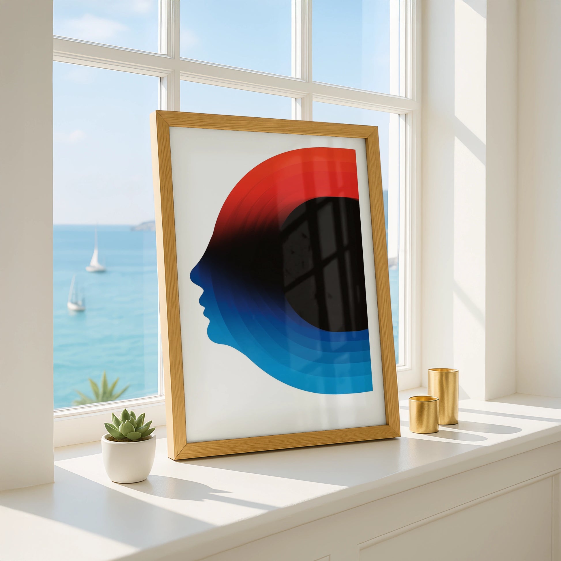 Abstract Face Art Print, Minimalist Wall Decor, Modern Colourful Design, Home Office Artwork