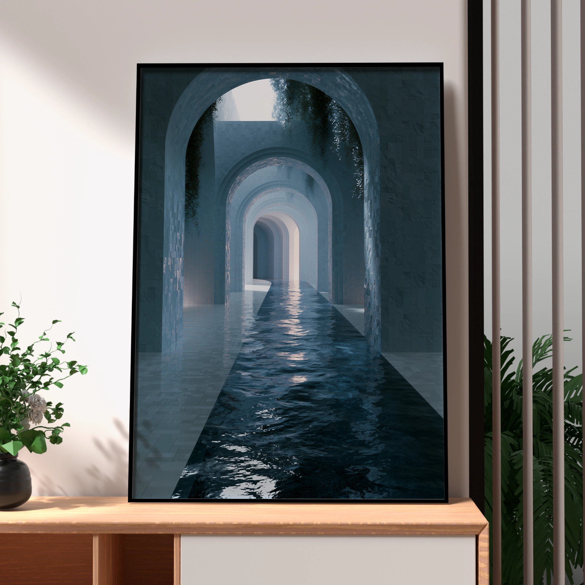 Passageway Artwork, Abstract Wall Art, Modern Print for Minimalist Decor