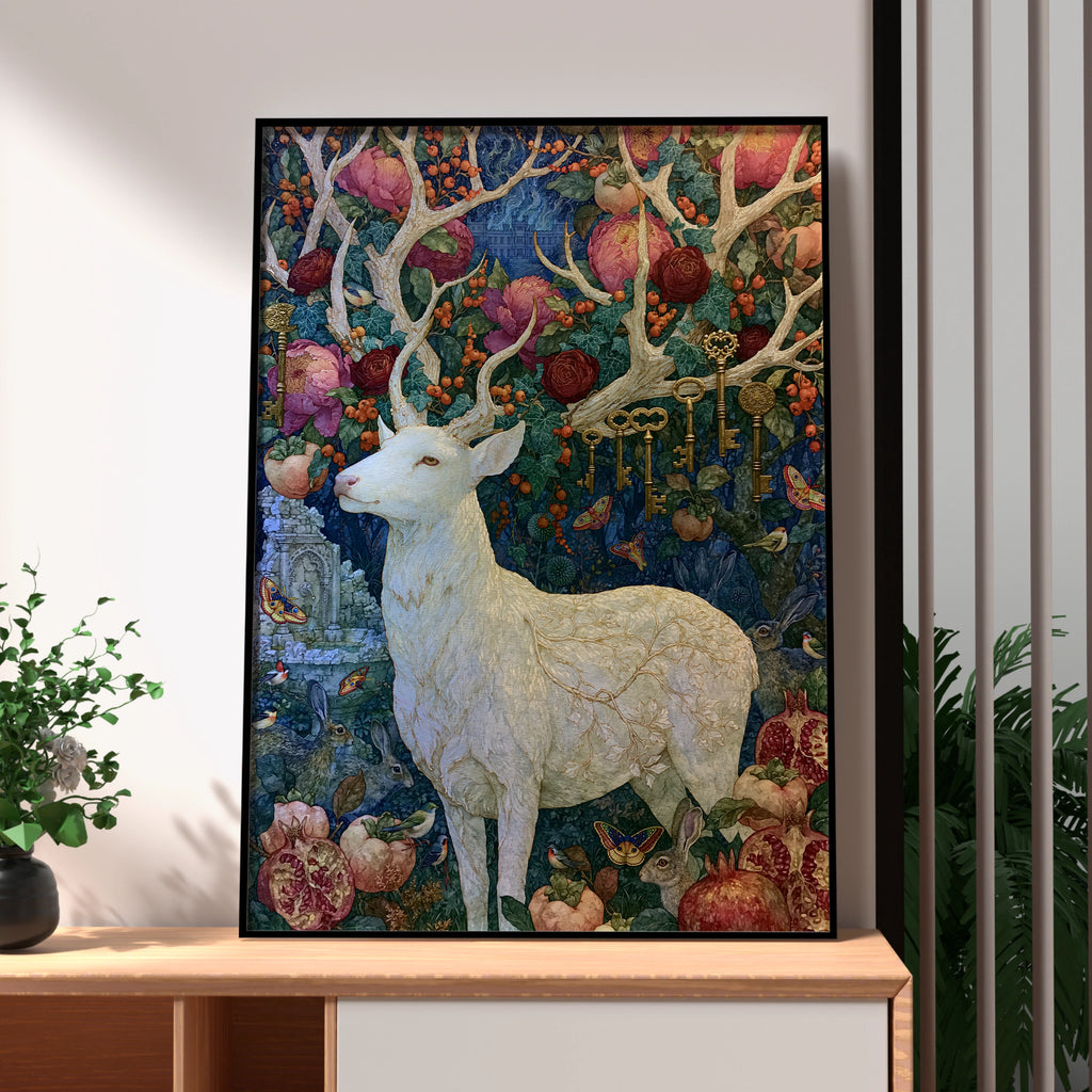 Mystic Stag Artwork, Wall Art Print, Nature Inspired, Colourful and Intricate Design