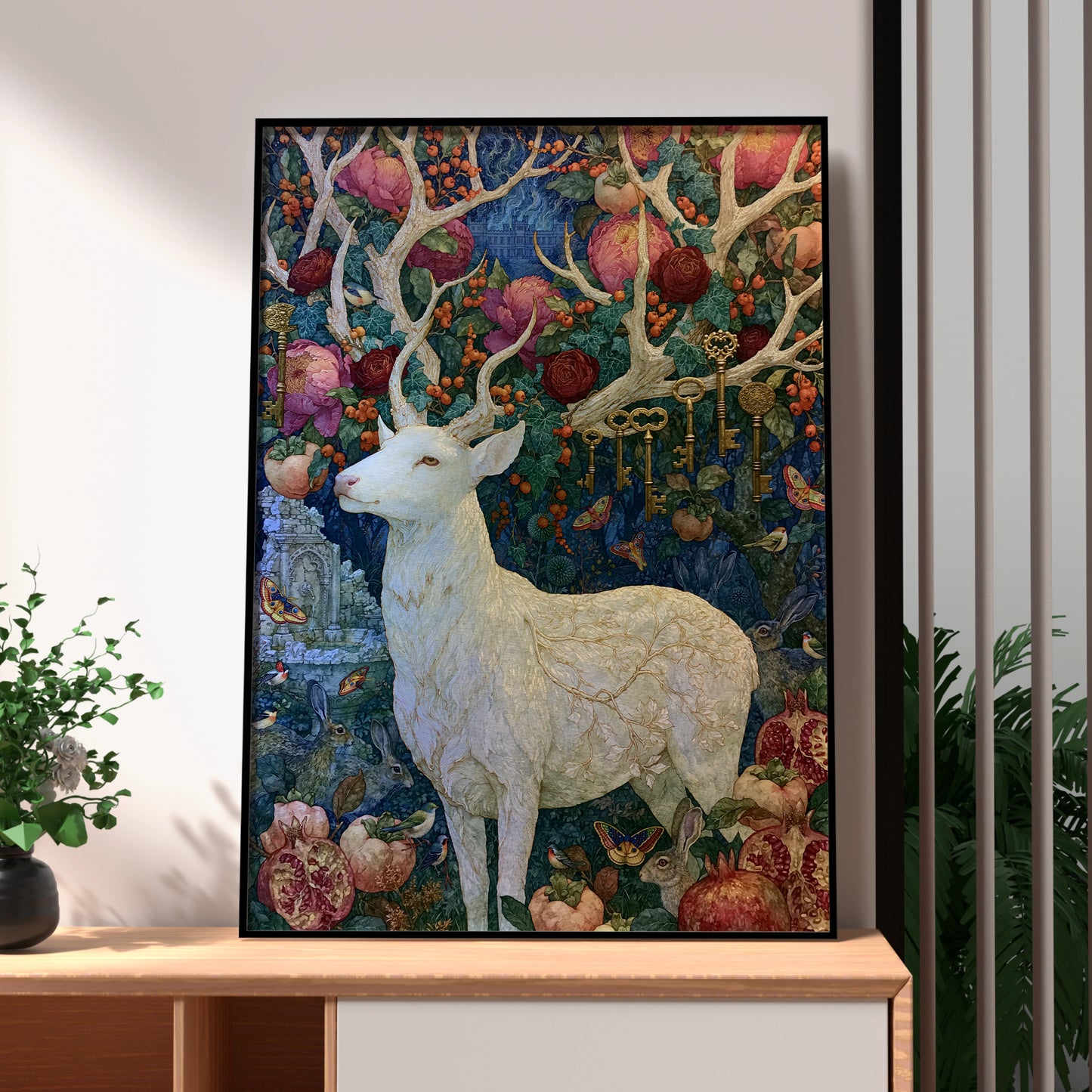 Mystic Stag Artwork, Wall Art Print, Nature Inspired, Colourful and Intricate Design