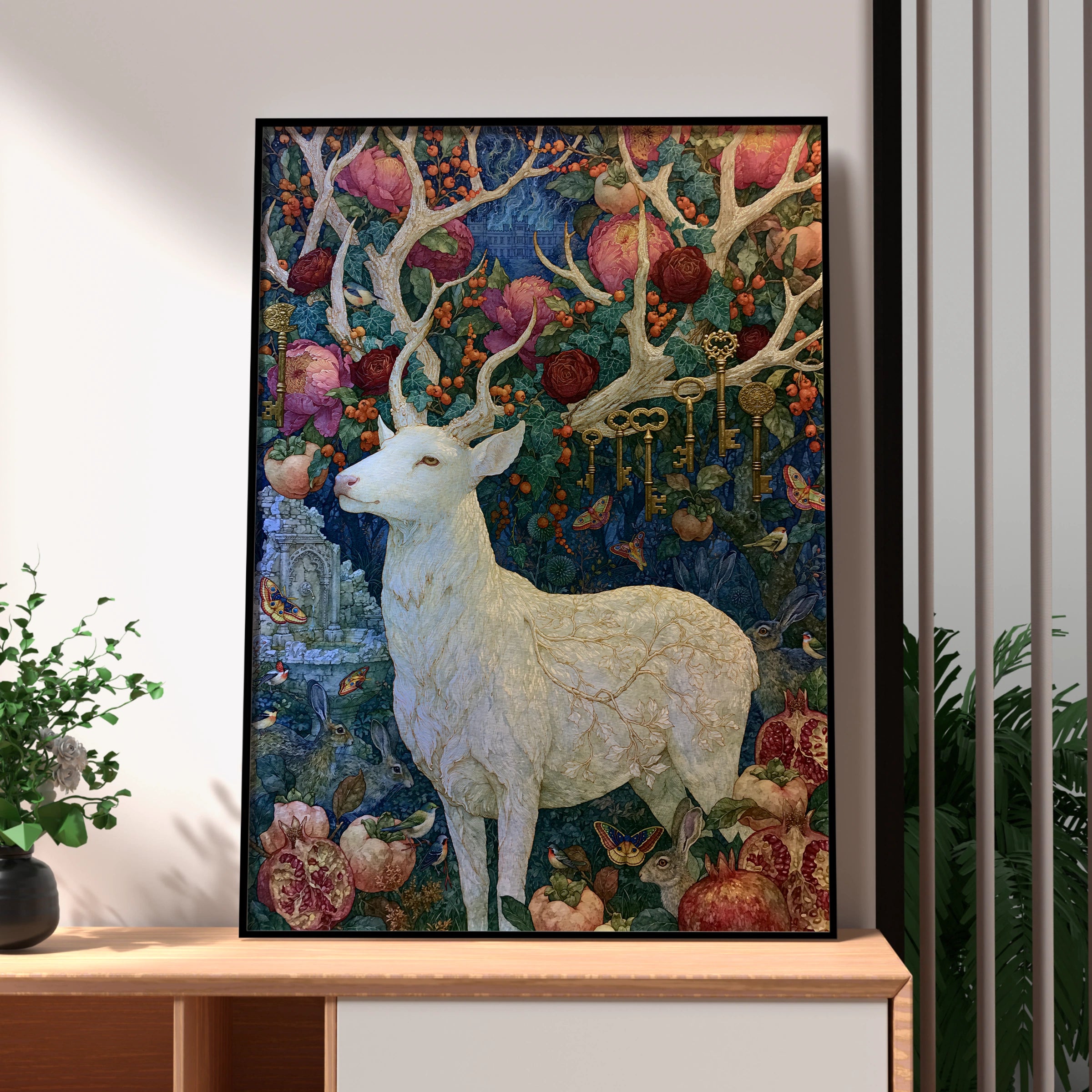 Mystic Stag Artwork, Wall Art Print, Nature Inspired, Colourful and Intricate Design