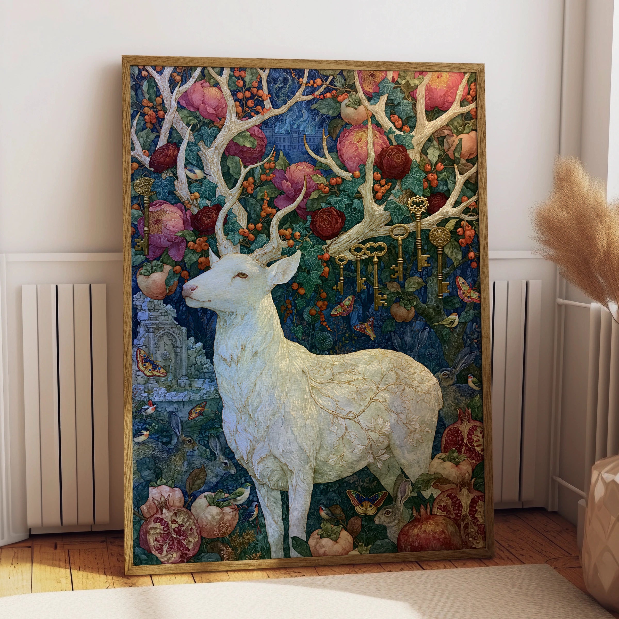 Mystic Stag Artwork, Wall Art Print, Nature Inspired, Colourful and Intricate Design