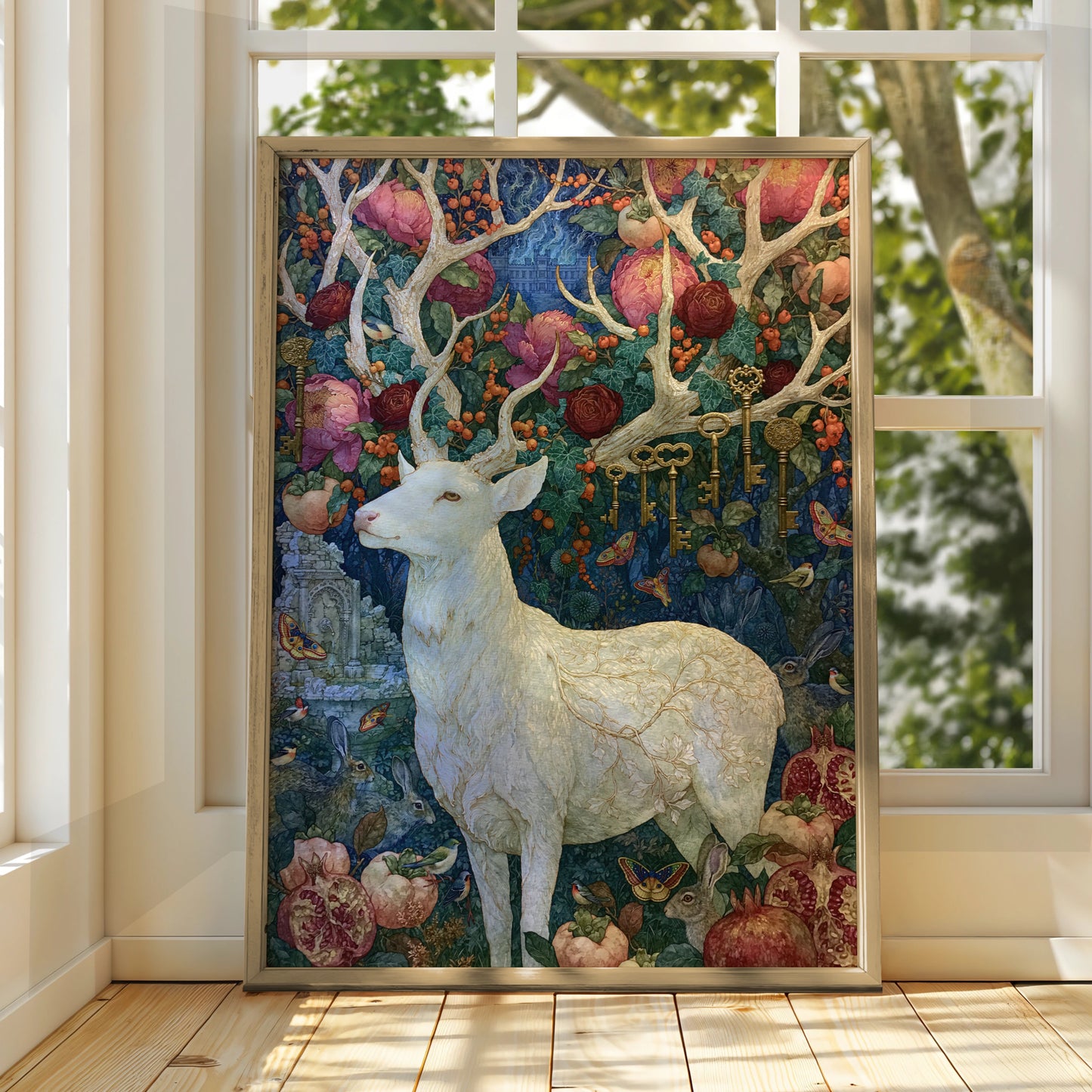Mystic Stag Artwork, Wall Art Print, Nature Inspired, Colourful and Intricate Design