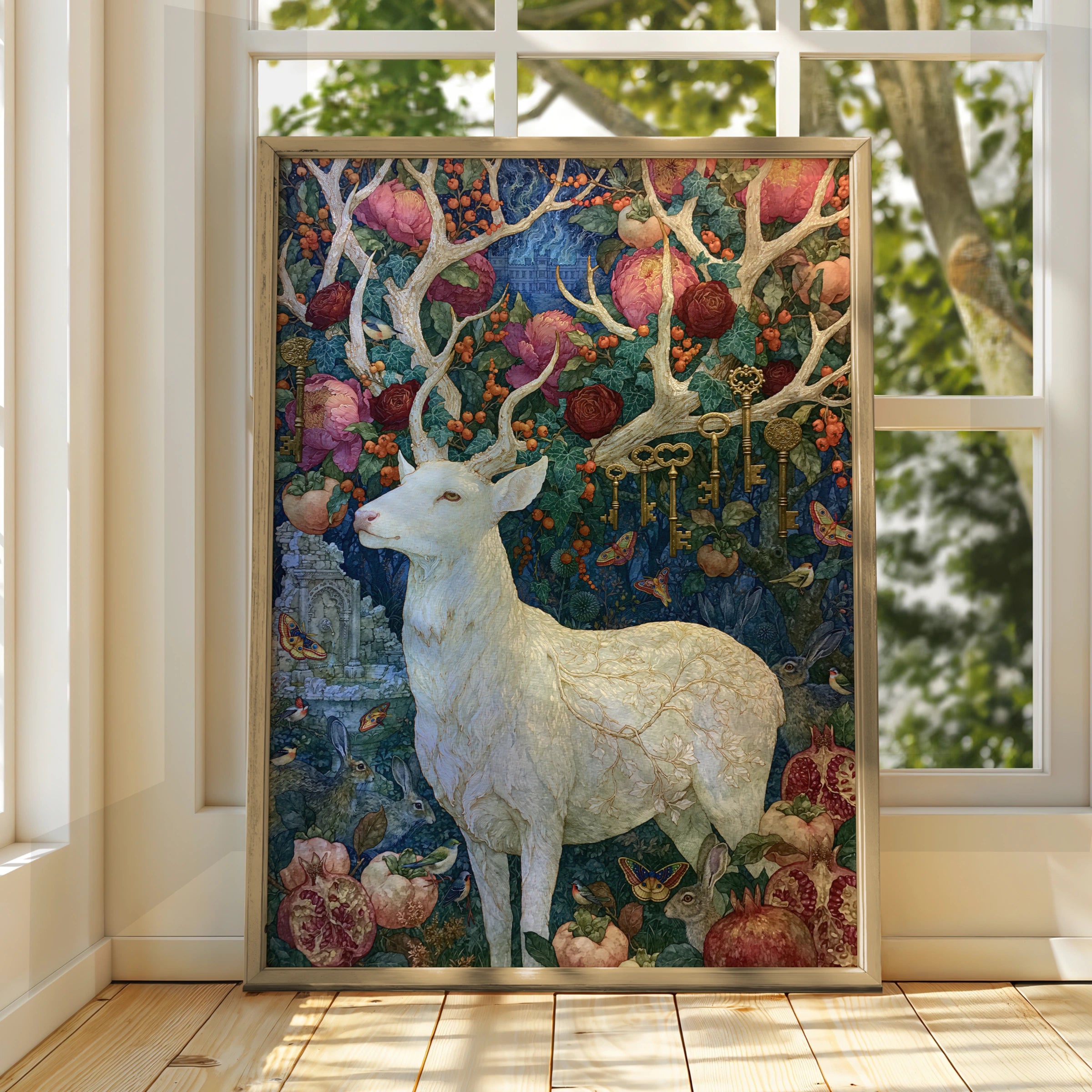 Mystic Stag Artwork, Wall Art Print, Nature Inspired, Colourful and Intricate Design