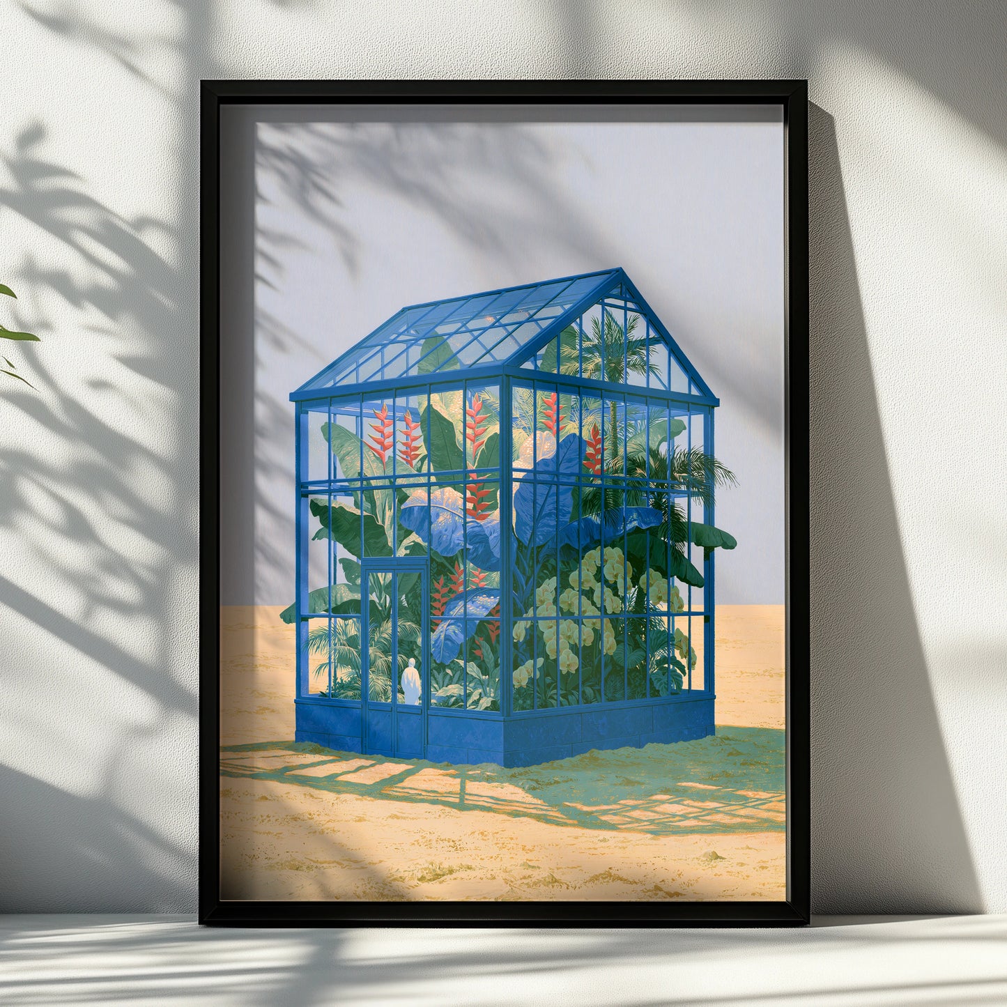 Greenhouse, Blue Desert Art Print, Botanical Illustration, Eco-Friendly Wall Decor