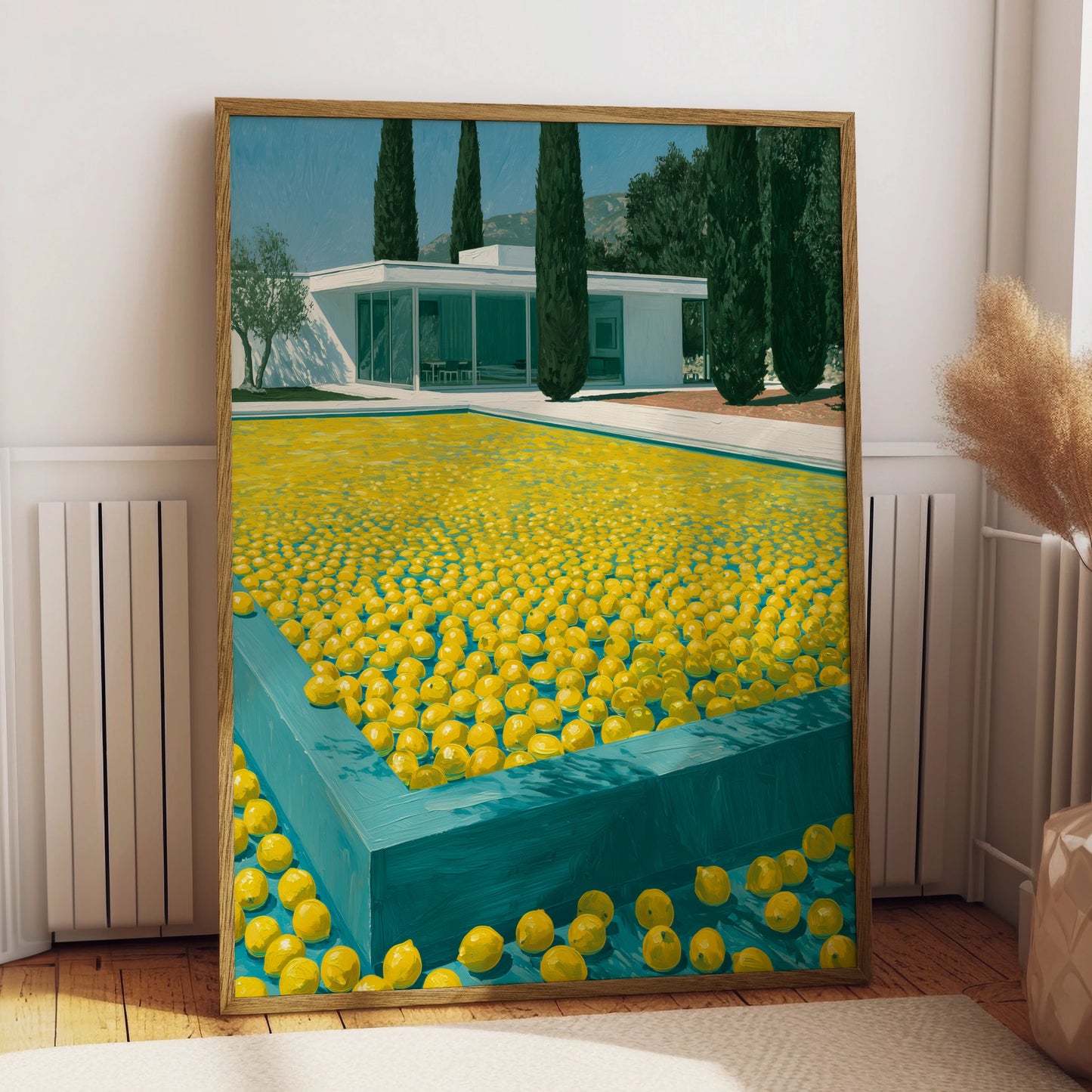 Lemon Pool Landscape, Art Print, Modern Minimalist Home Decor