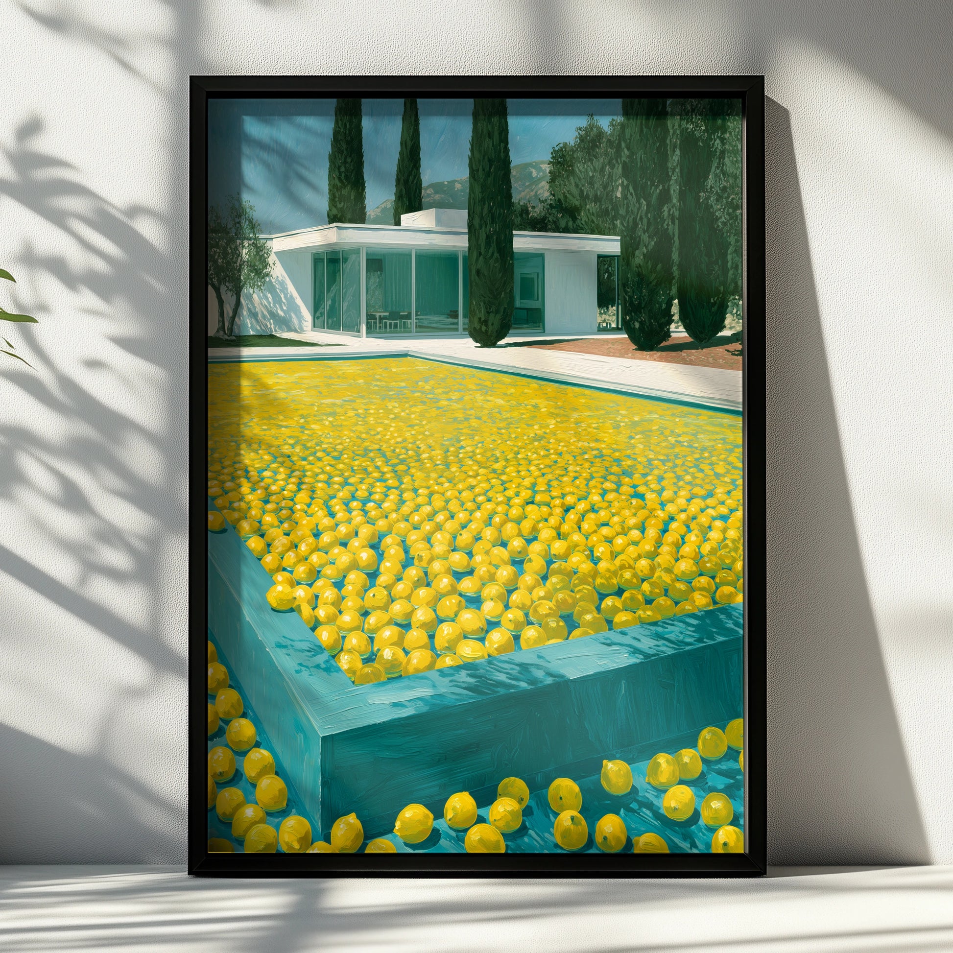 Lemon Pool Landscape, Art Print, Modern Minimalist Home Decor
