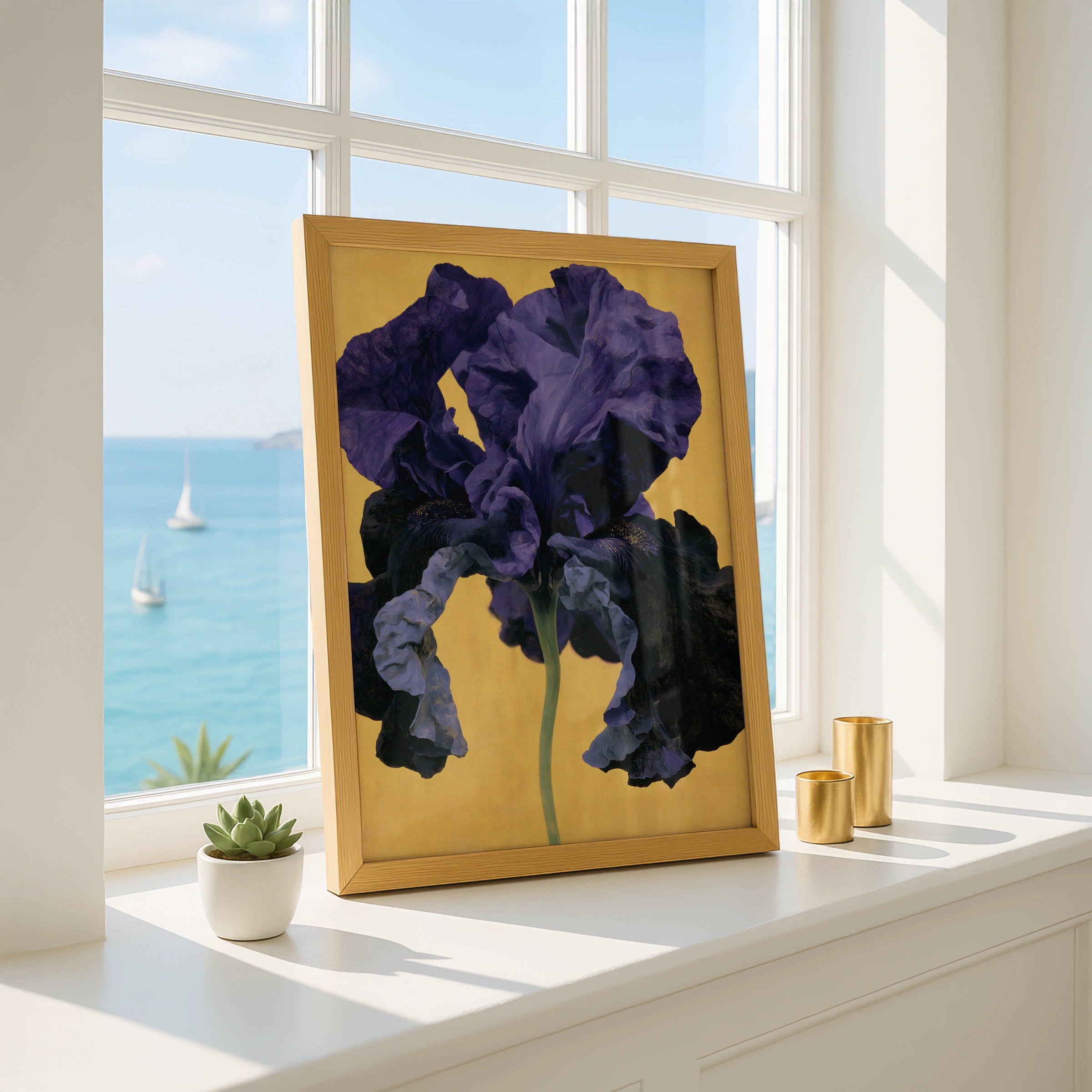 Vibrant Purple Iris Flower Art Print, Botanical Wall Decor, Modern Floral Artwork