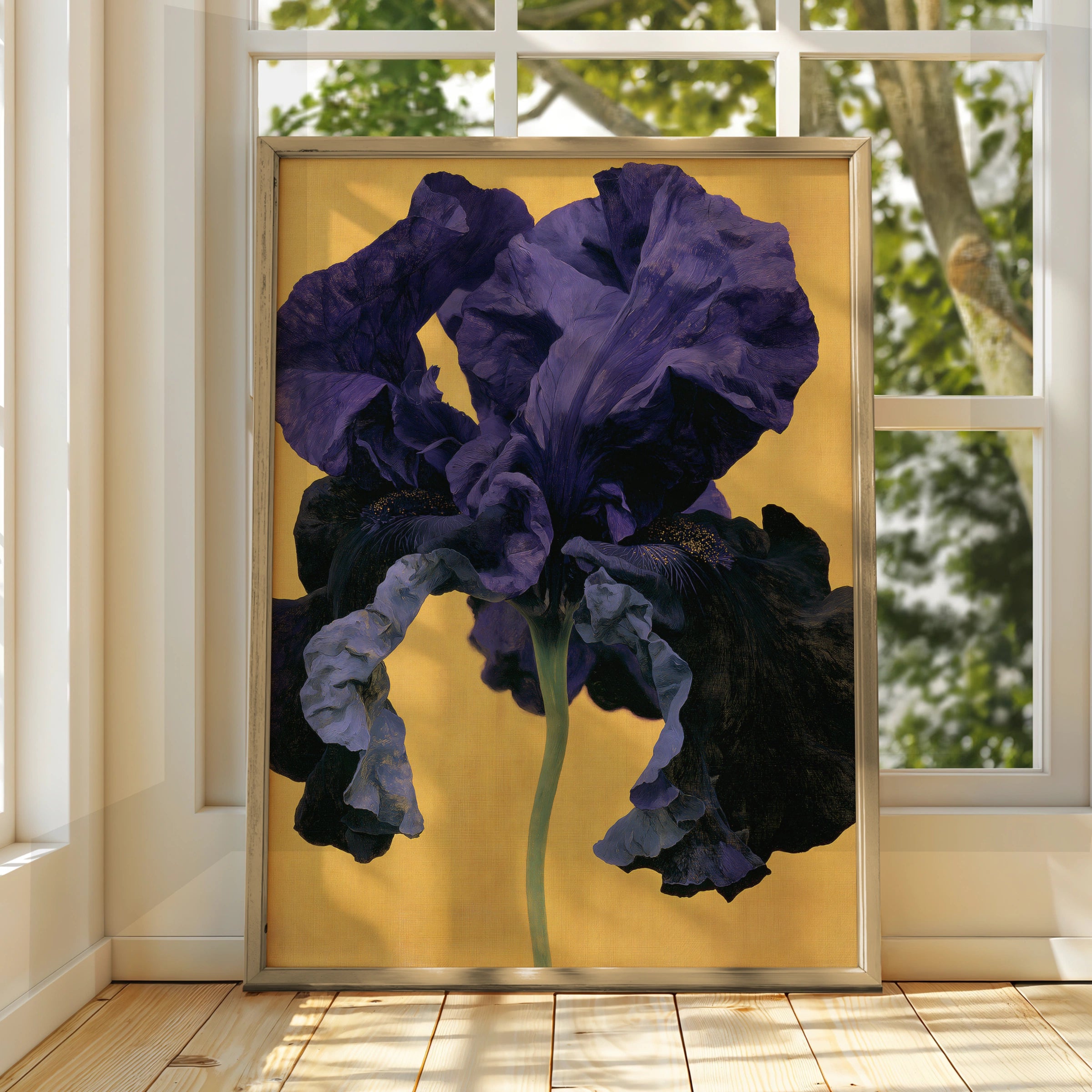 Vibrant Purple Iris Flower Art Print, Botanical Wall Decor, Modern Floral Artwork