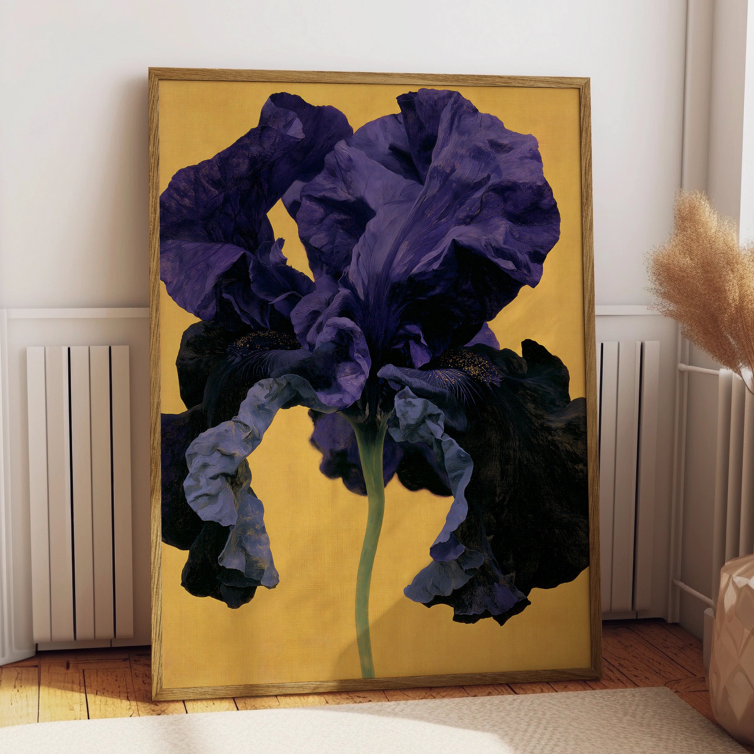 Vibrant Purple Iris Flower Art Print, Botanical Wall Decor, Modern Floral Artwork