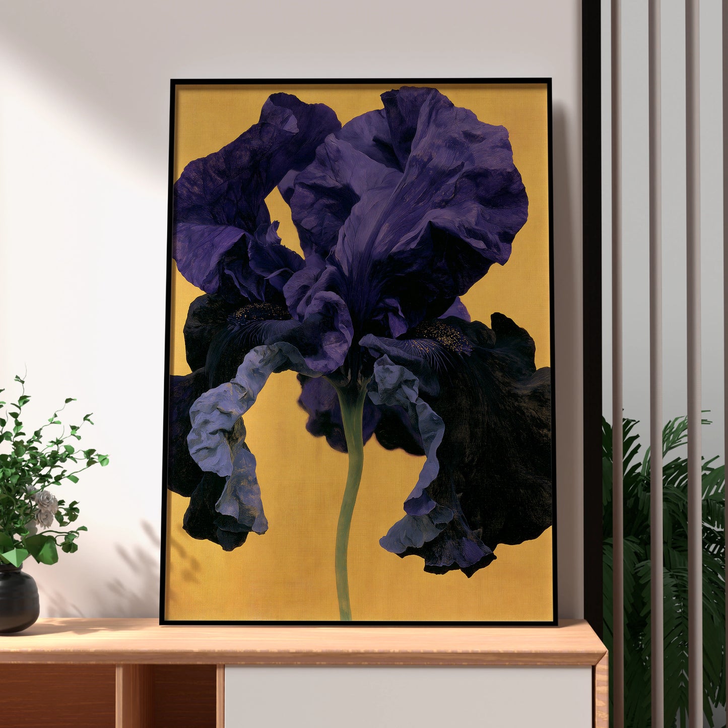 Vibrant Purple Iris Flower Art Print, Botanical Wall Decor, Modern Floral Artwork