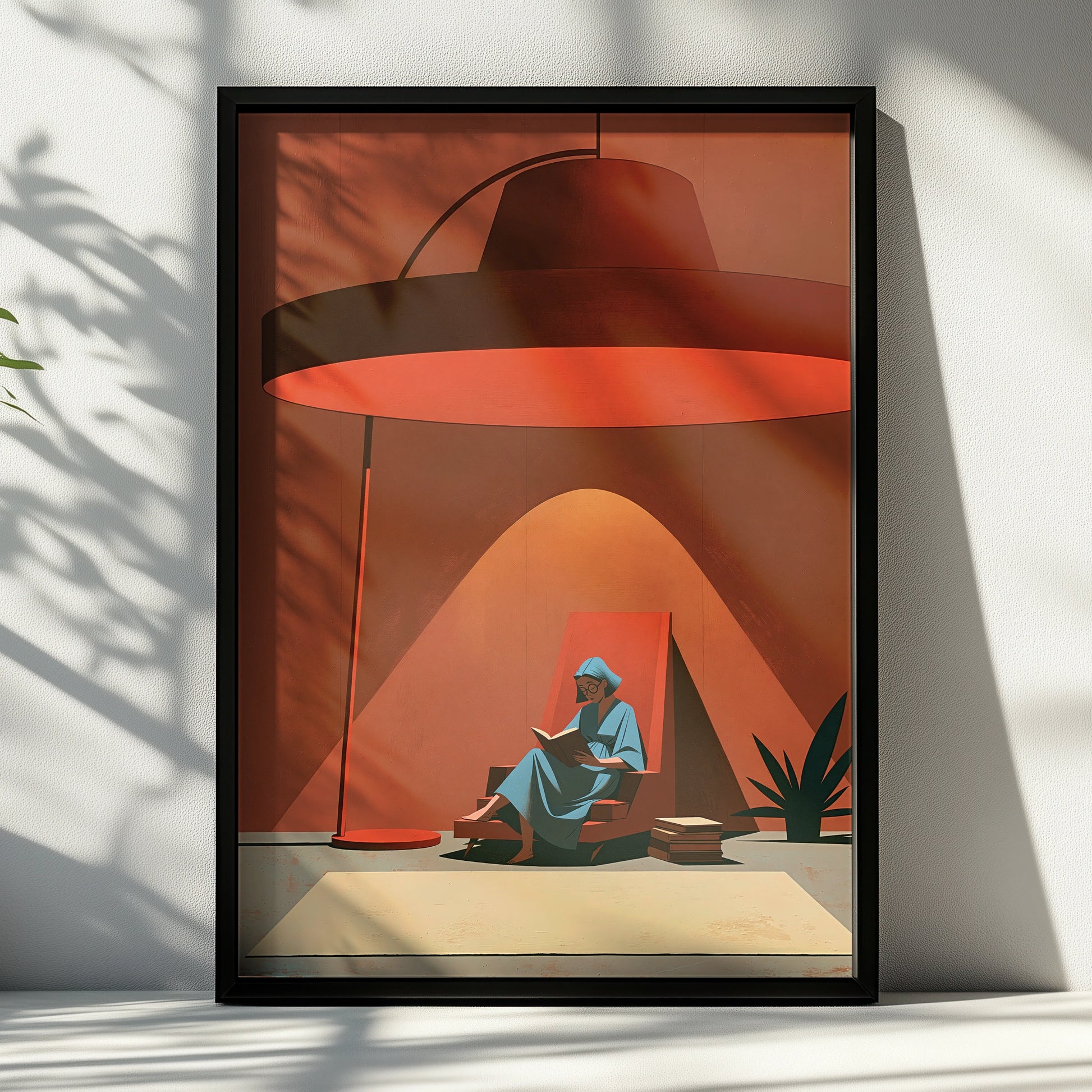 Reading Woman, Digital Art Print, Modern Wall Art, Cozy Living Room Decor