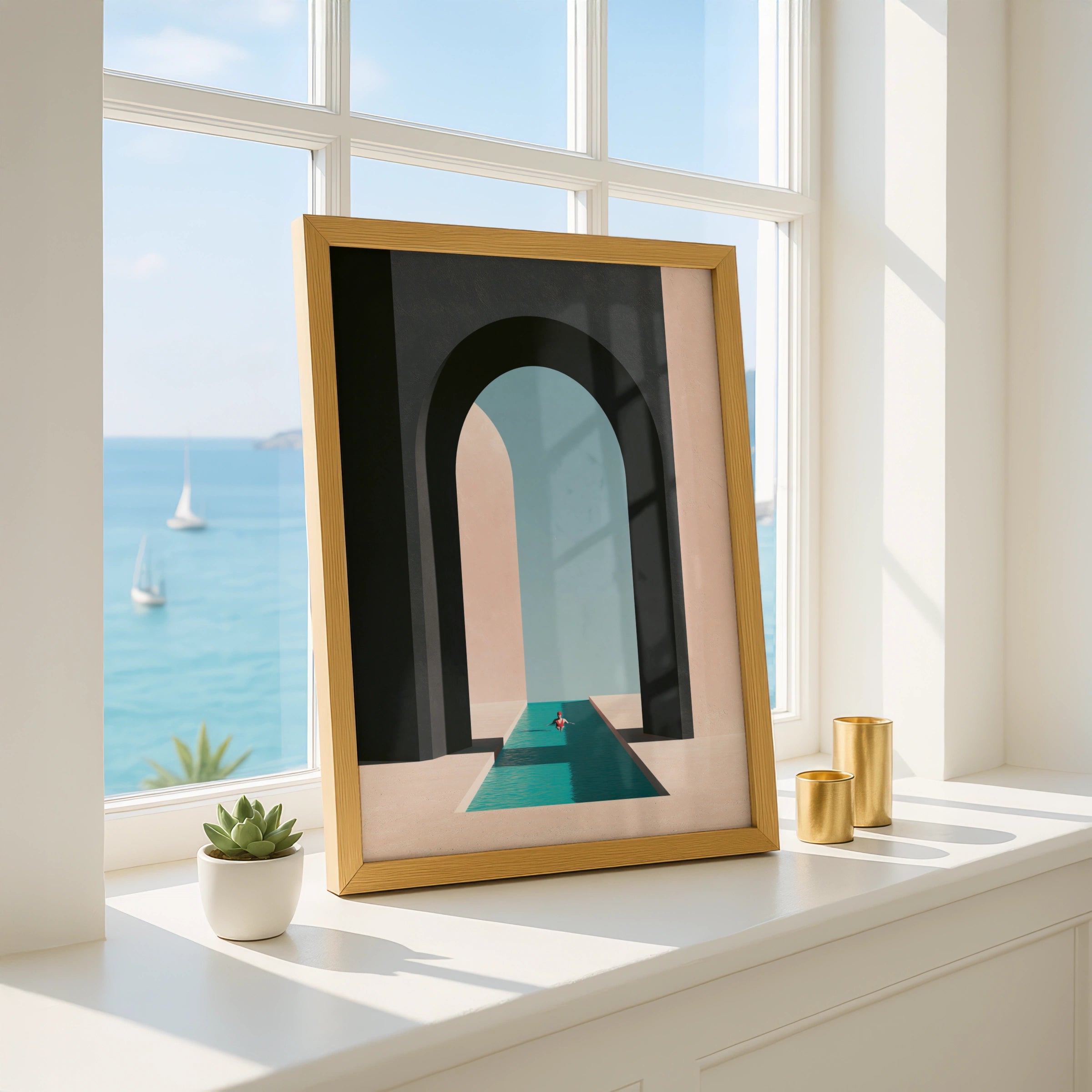 Pool Perspective Artwork, Minimalist Poster, Modern Wall Art for Home Decor