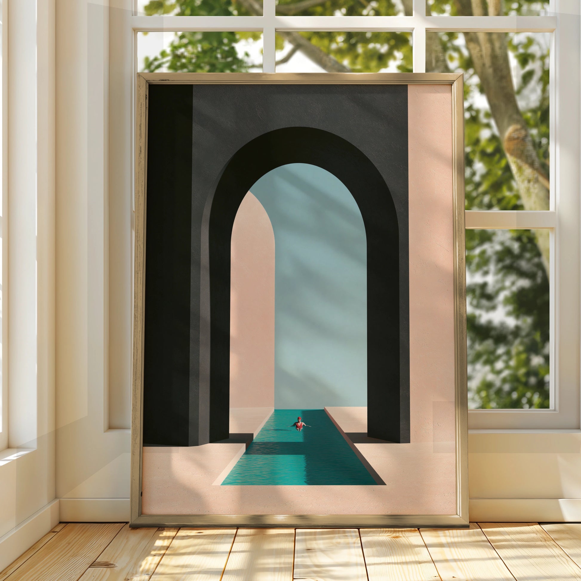 Pool Perspective Artwork, Minimalist Poster, Modern Wall Art for Home Decor
