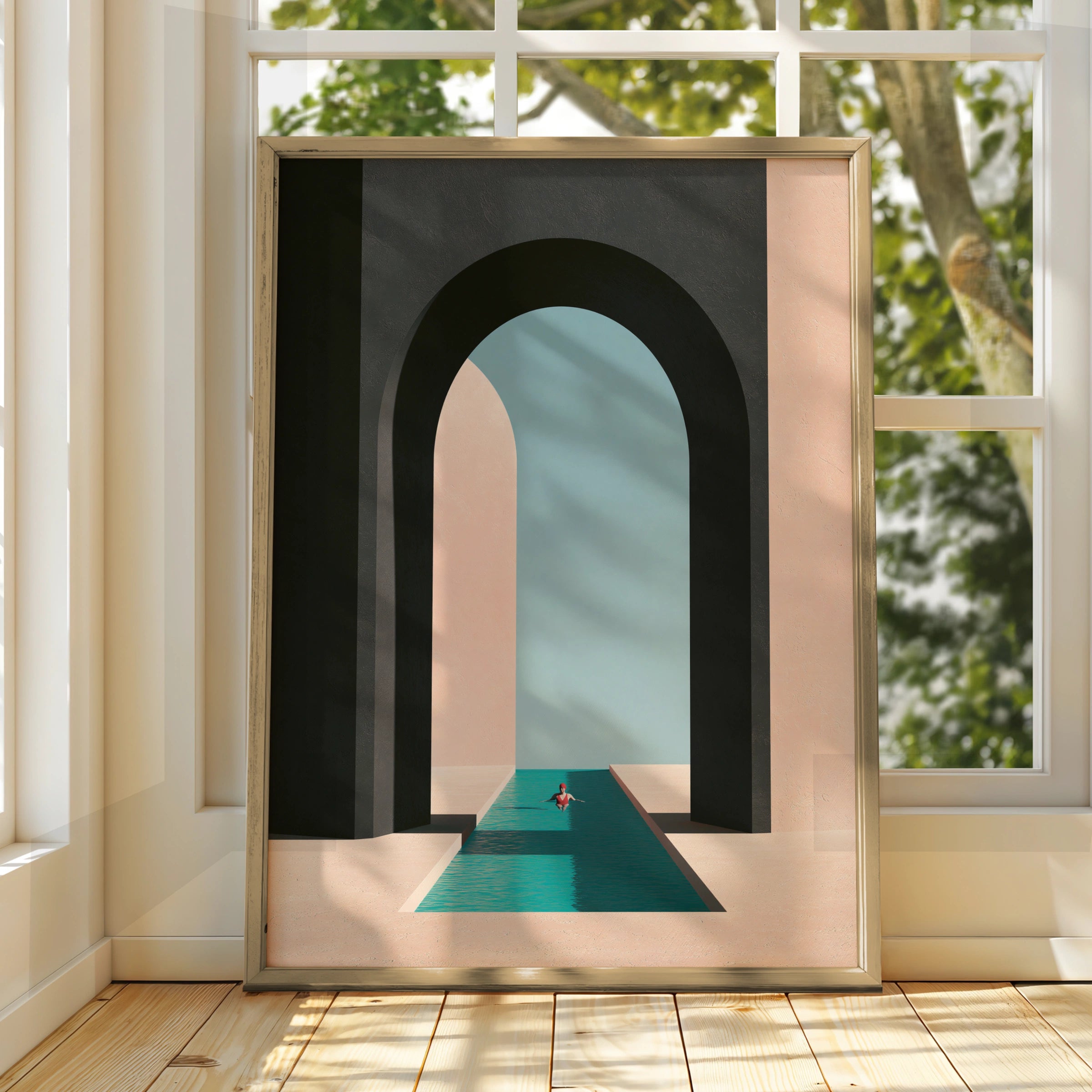 Pool Perspective Artwork, Minimalist Poster, Modern Wall Art for Home Decor