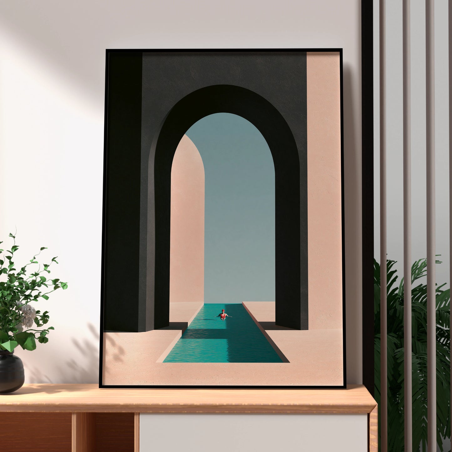 Pool Perspective Artwork, Minimalist Poster, Modern Wall Art for Home Decor