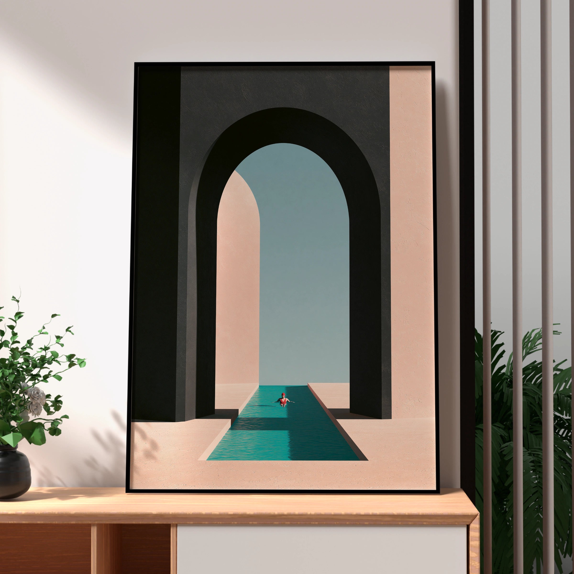 Pool Perspective Artwork, Minimalist Poster, Modern Wall Art for Home Decor